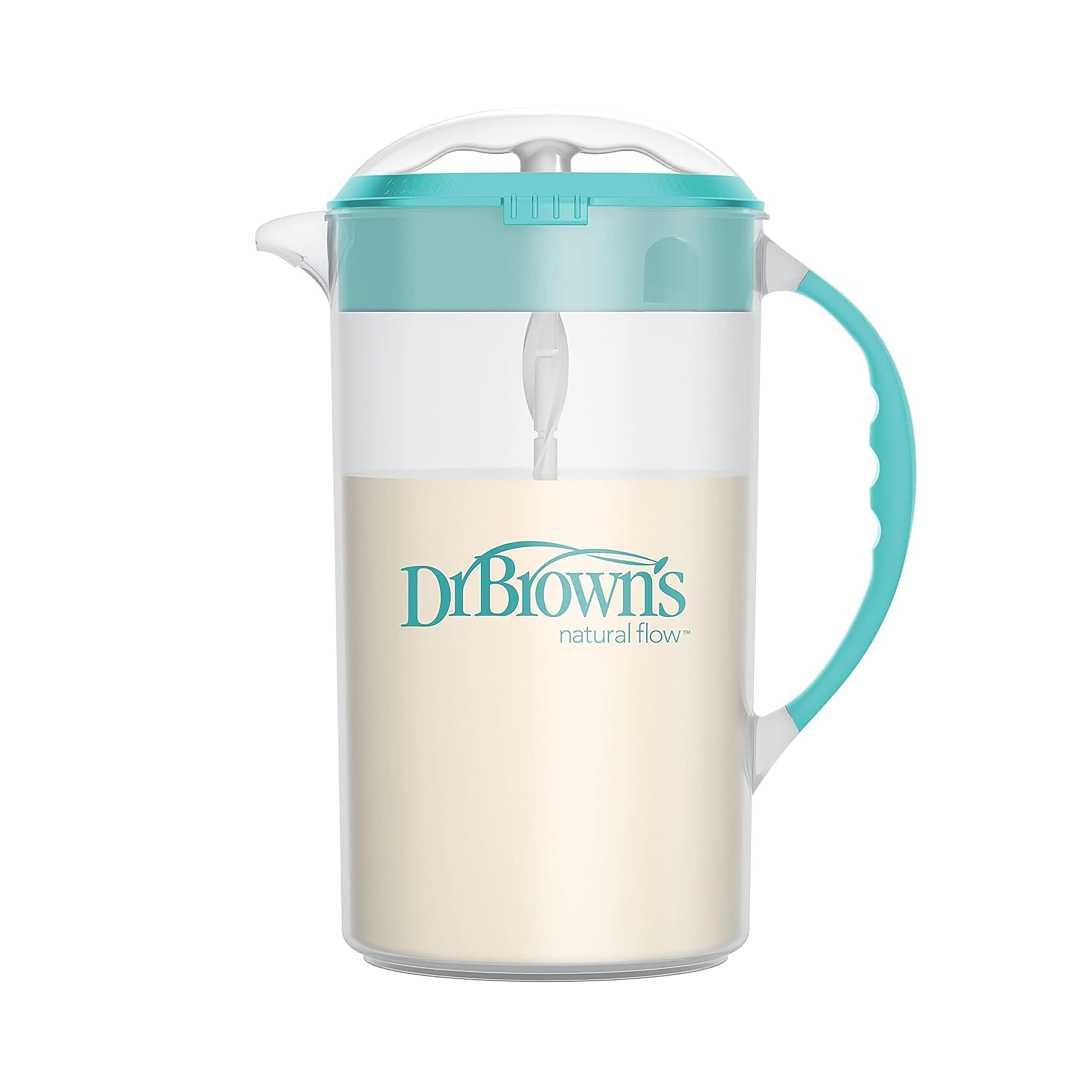 Dr. Brown's Baby Formula Mixing Pitcher with Adjustable Stopper, Locking Lid, and No Drip Spout, 36 oz, BPA-Free, Teal, 1-Pack