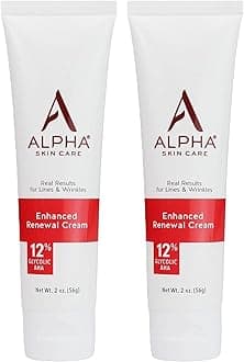 Alpha Skin Care Enhanced Renewal Cream, Anti-Aging Formula, 12% Glycolic Alpha Hydroxy Acid (AHA), Reduces Lines & Wrinkles, For Normal to Dry Skin, 2 oz, Pack of 2