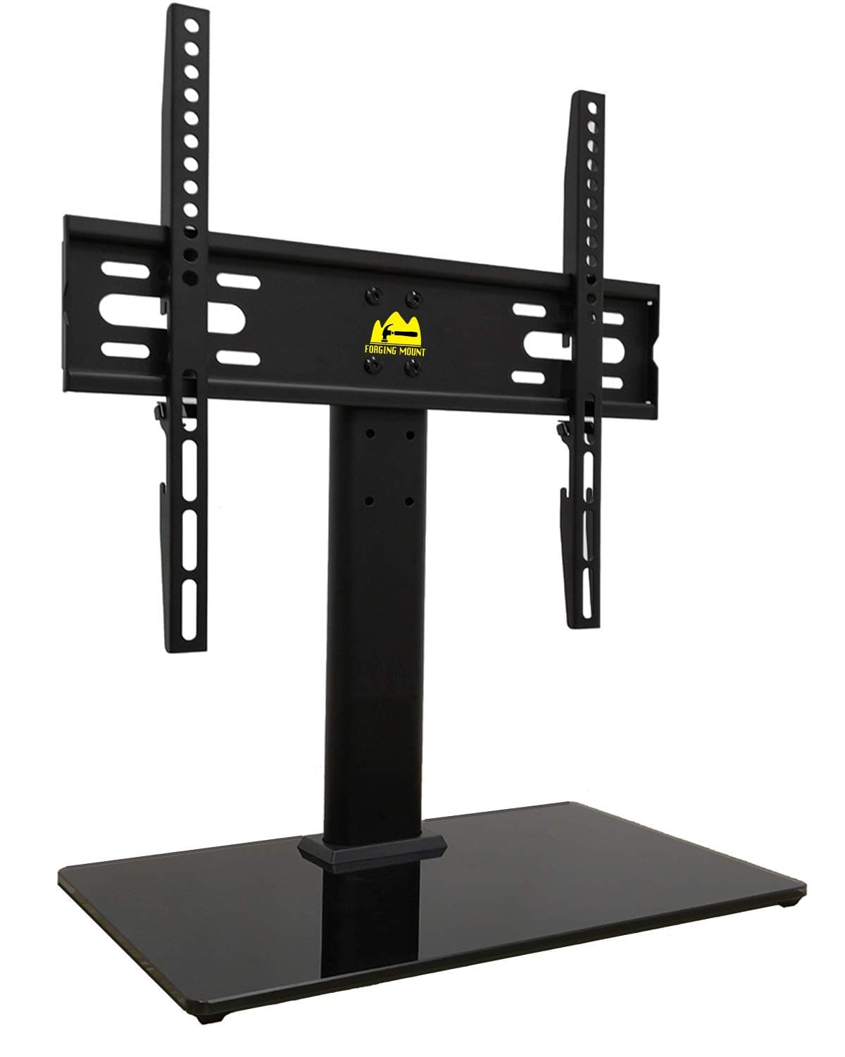 FORGING MOUNT Universal TV Stand Base Table Top TV Stand for 26 to 55 Inch TVs -Height Adjustable TV Mount Stand with Tempered Glass Base & Wire Management, Holds up to 88lbs, VESA 400x400mm(Max)