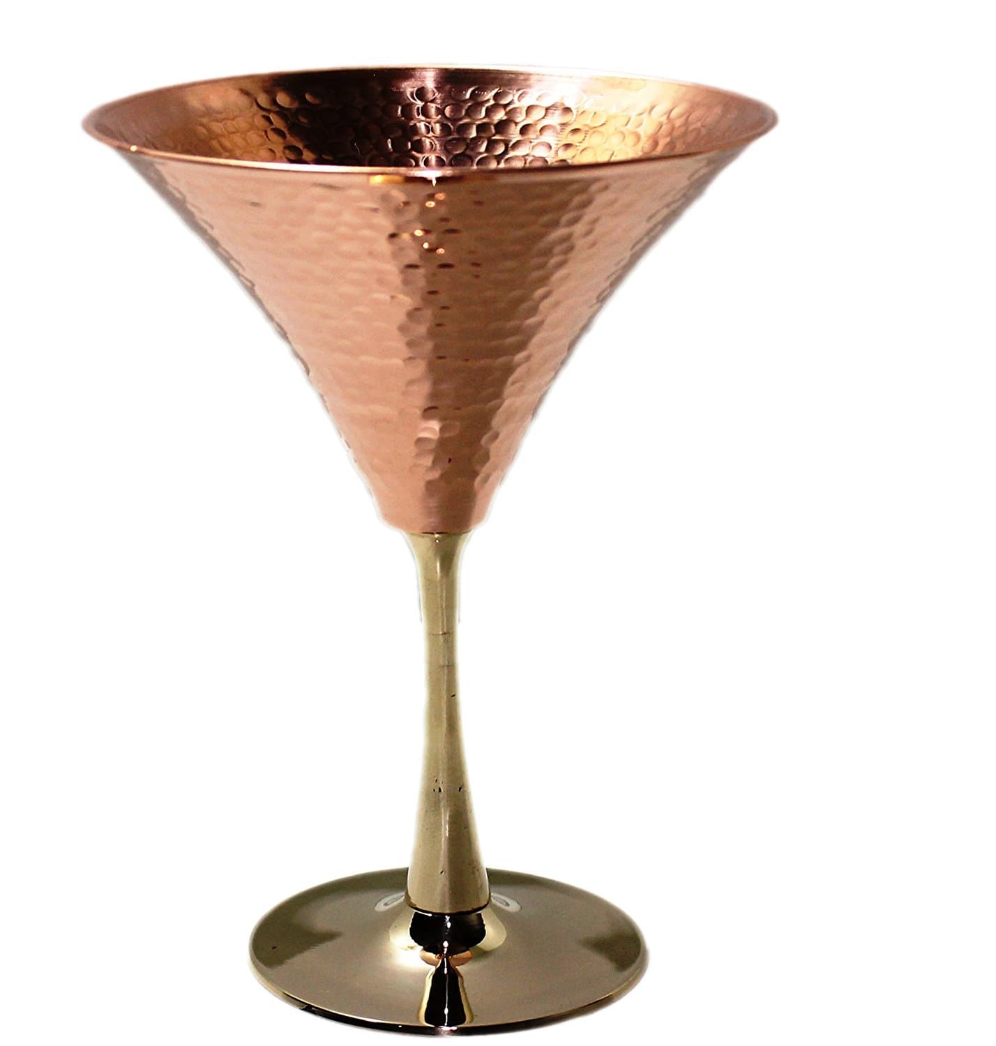 STREET CRAFT Solid Copper Martini Glasses,Beautifully Hand- Crafted Hammered Copper Martini Glass holds 10 Ounce.