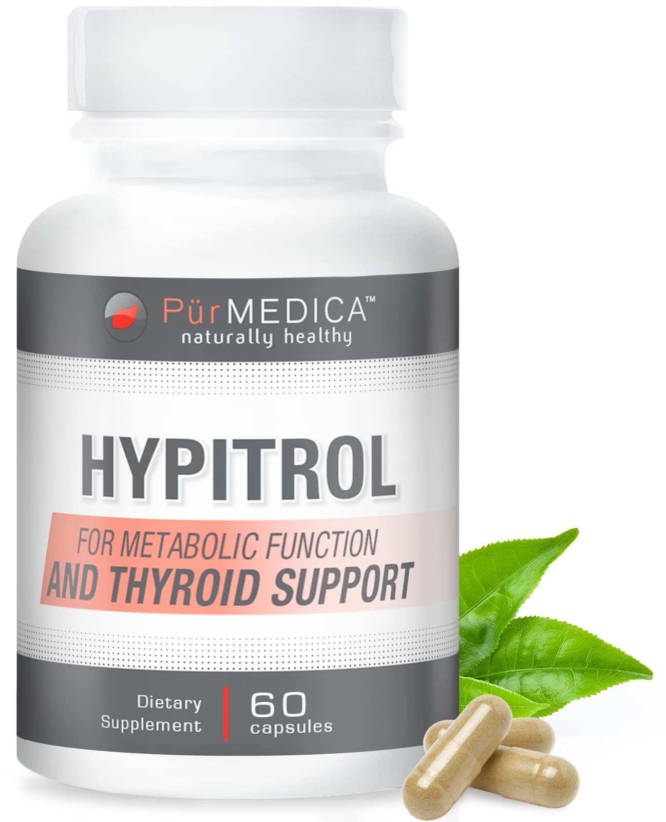 Hypitrol Thyroid Support Supplement - 15-in-1 Natural Formula for Metabolic Function and Thyroid Support for Women and Men - 60ct Iodine Supplement for Thyroid Support, Gluten-Free