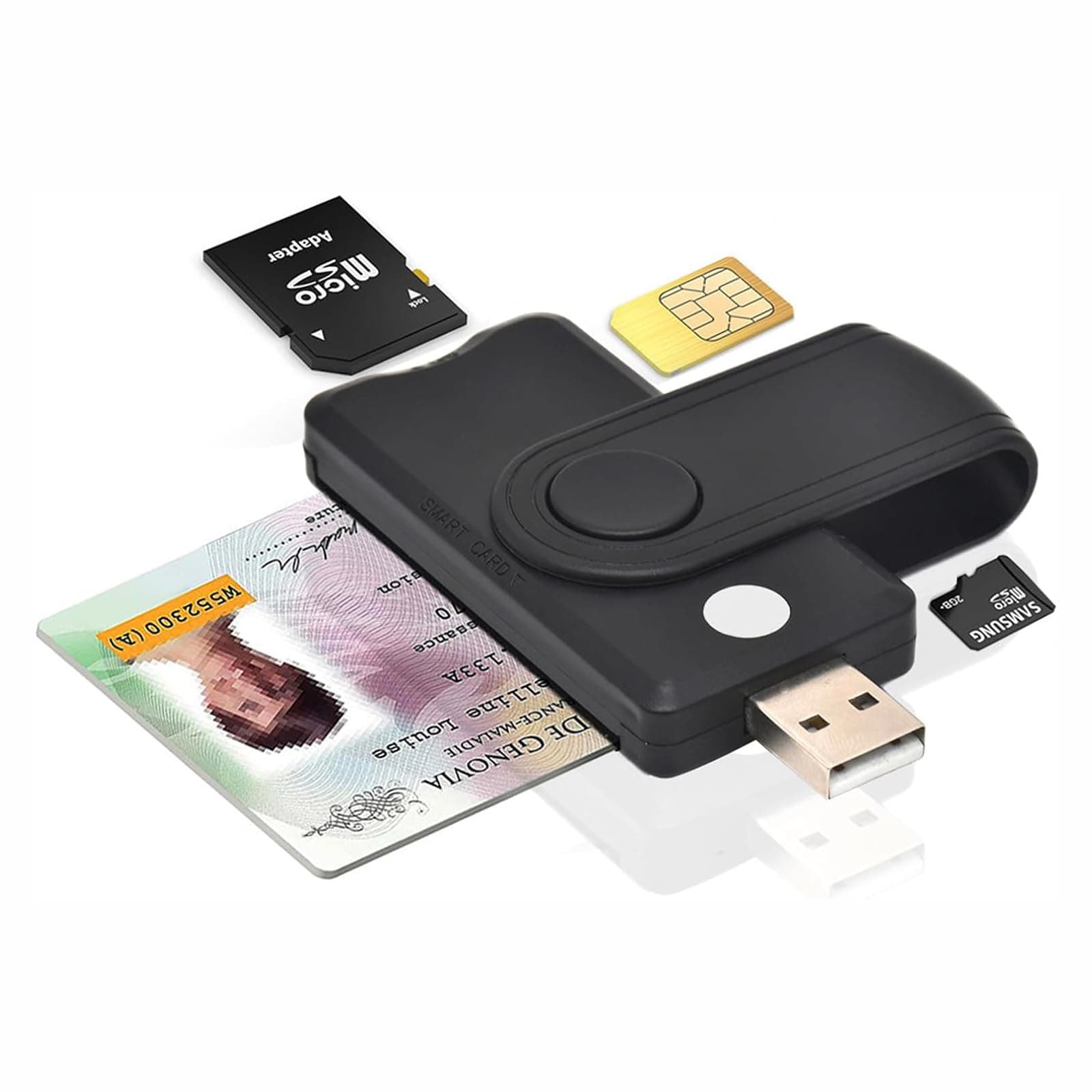 CAC Smart Card Reader, 5 in 1 DOD Military USB SIM/SD/TF/ID/IC Card Adapter Compatible with Windows, Linux/Unix, MacOS X