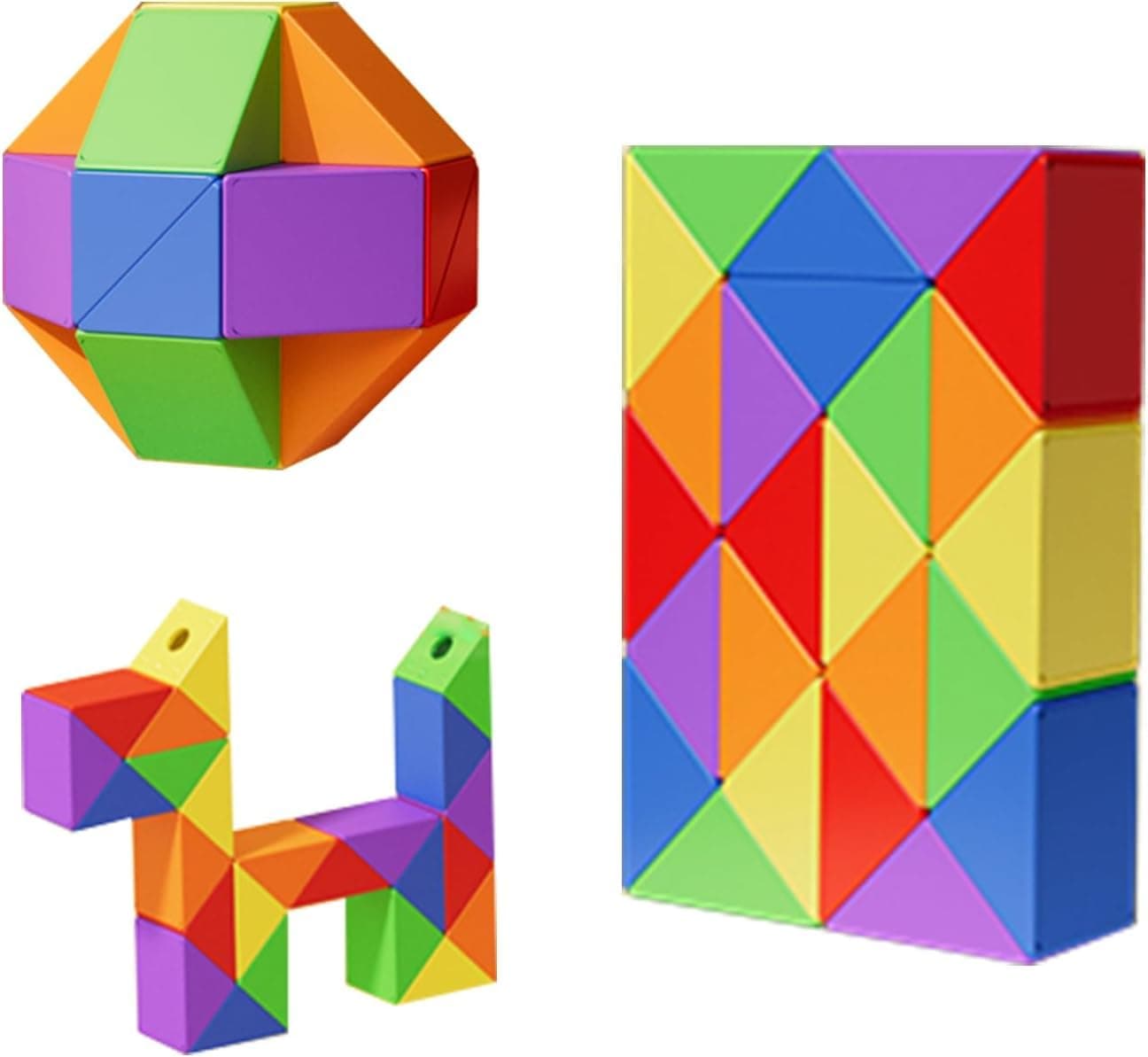 Magic Ruler Fidget Snake Cube Twist Puzzle Magic Snake Sensory Toys Fidget Snake Cube Puzzles Twist Toys for Kids Sensory Toy Brain Teaser Quiet Fidget Toys （48knots color）