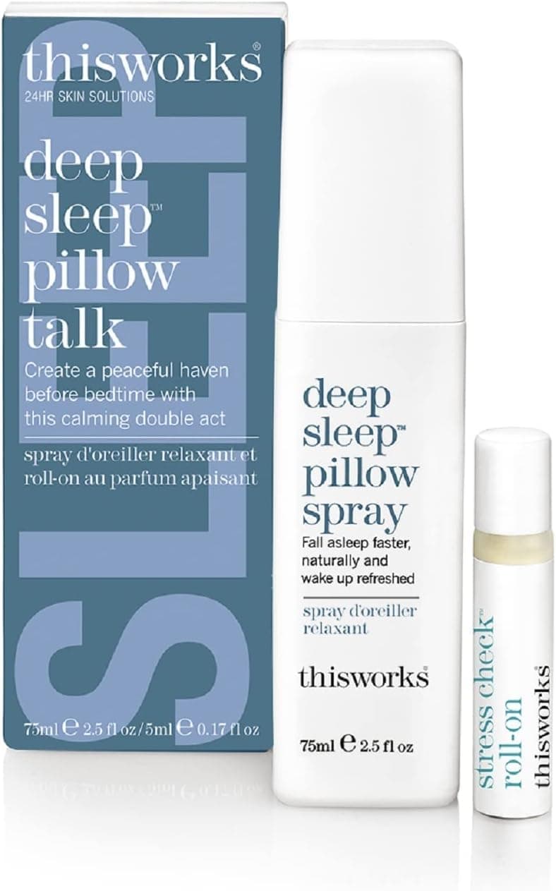 thisworks Deep Sleep Pillow Talk Set: Deep Sleep Pillow Spray 75 ml / 2.5 oz & Stress Check Roll On