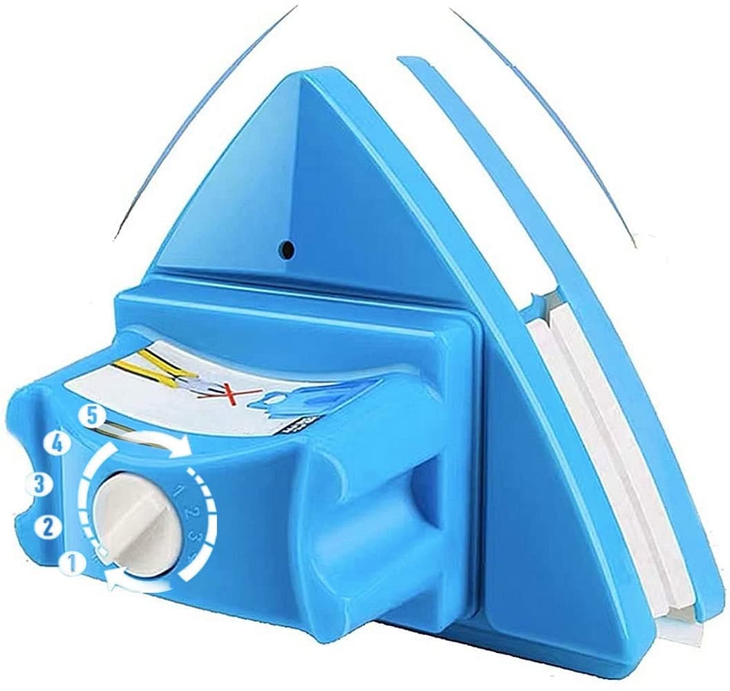 Double-Sided Window Cleaner Glass Wiper Magnetic Cleaning Tools, 5-Gears Adjustable Magnetic Glider Washing Brush Tools, for High-Rise Double Thick Glazed Windows Thickness 0.3"-1" (Blue)