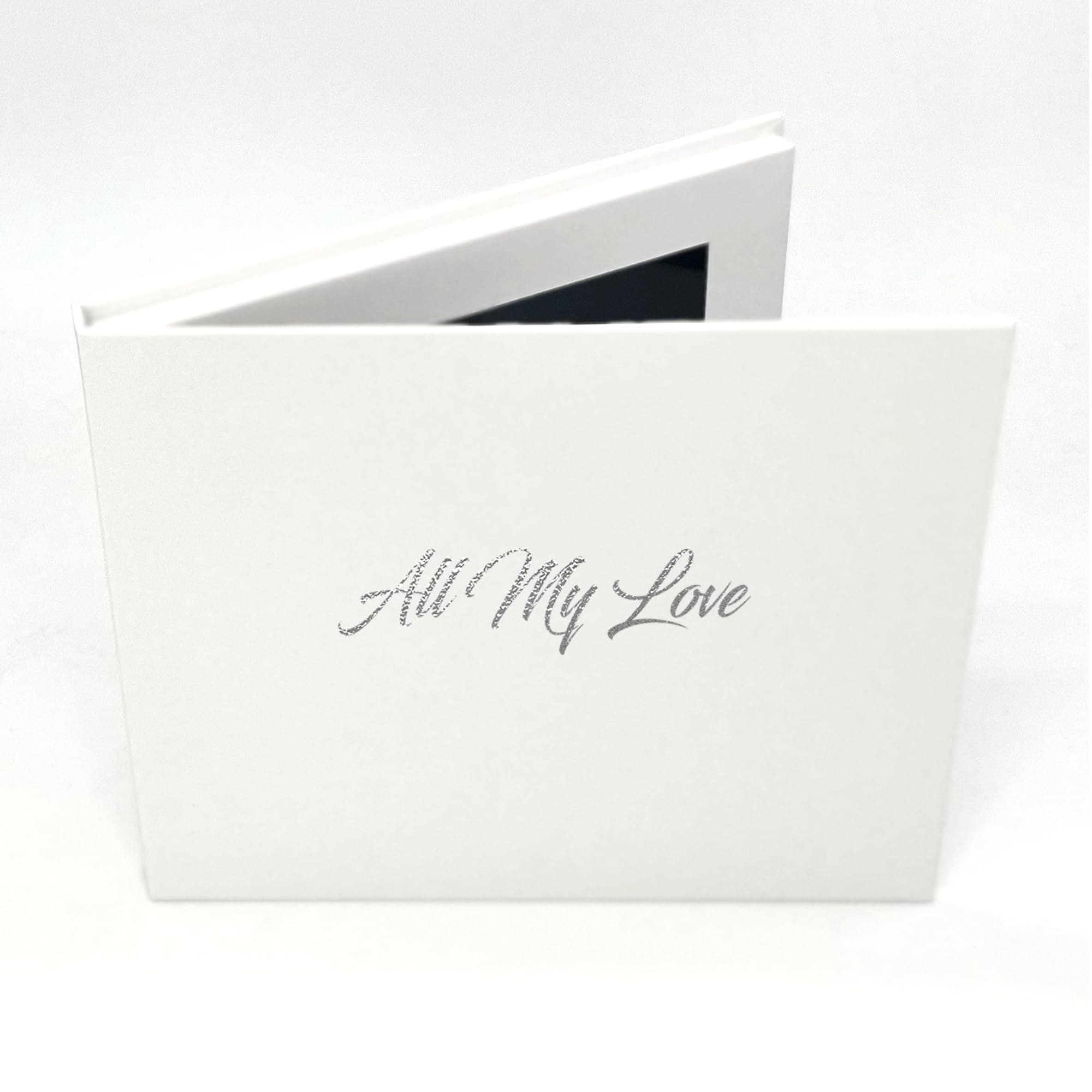 Talking Print 7" IPS HD Video Memory Book - 'All My Love' Silver Foiled on Cover - A5 Hard Backed Video Brochure - 4GB memory, allows 4 hours playtime