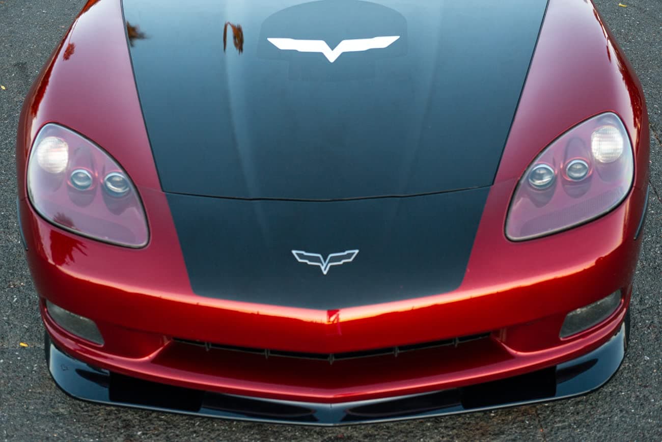 Replacement For 2005-2013 Chevrolet Corvette C6 Base Models | ZR1 EXTENDED Style Painted Black Front Bumper Lower Lip Splitter (ABS Plastic - Painted Glossy Black)