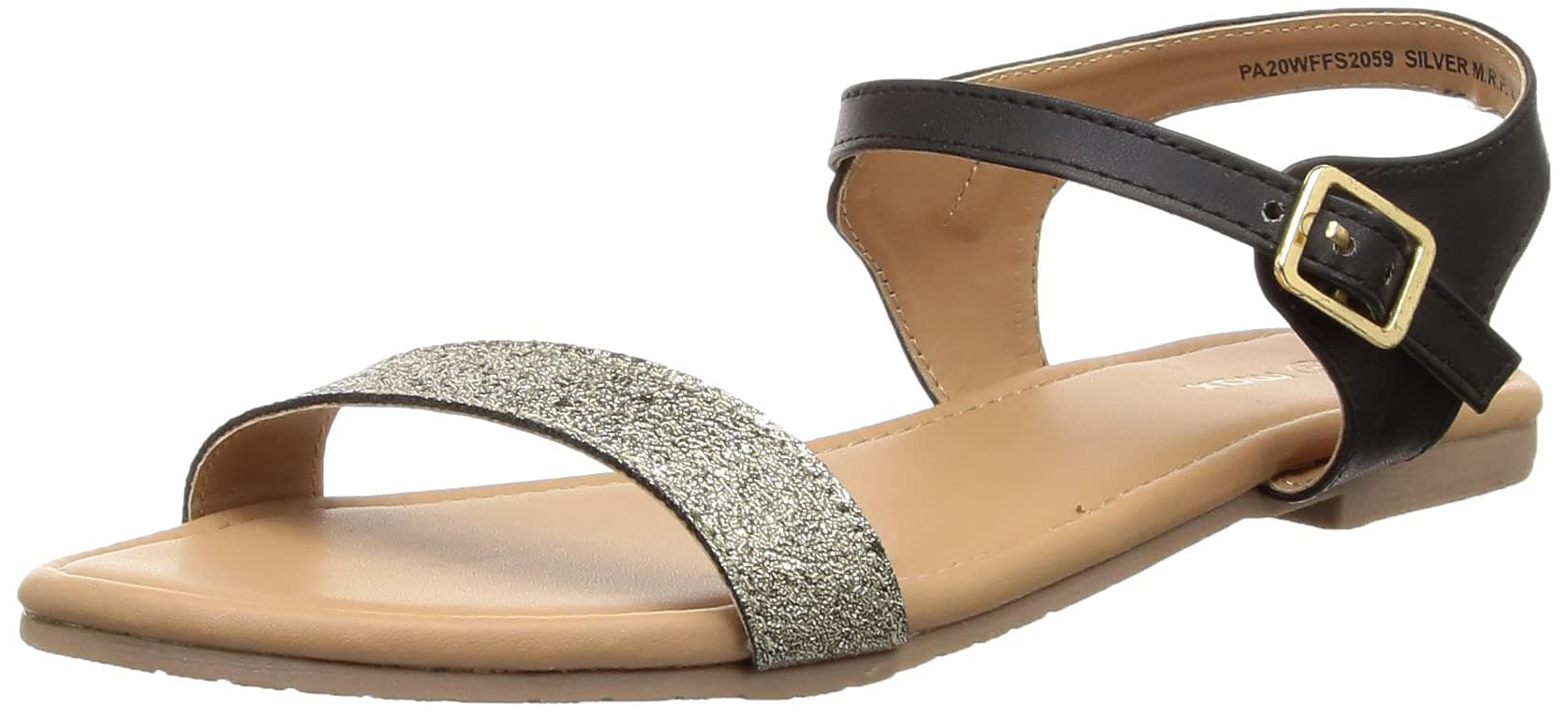 Textured Open-Toed Strap Flats