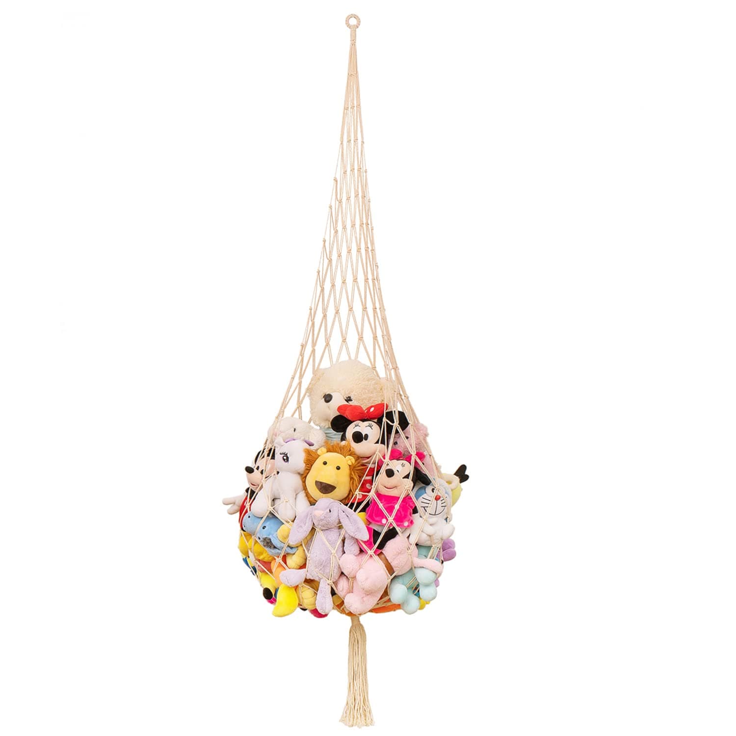 Novel Stuffed animal Net or Hammock Macrame Plush Toy Display- One Hook Only! Convenient for Corners, Walls and Ceiling Hanging Net, Teddy Net Storage Hammock