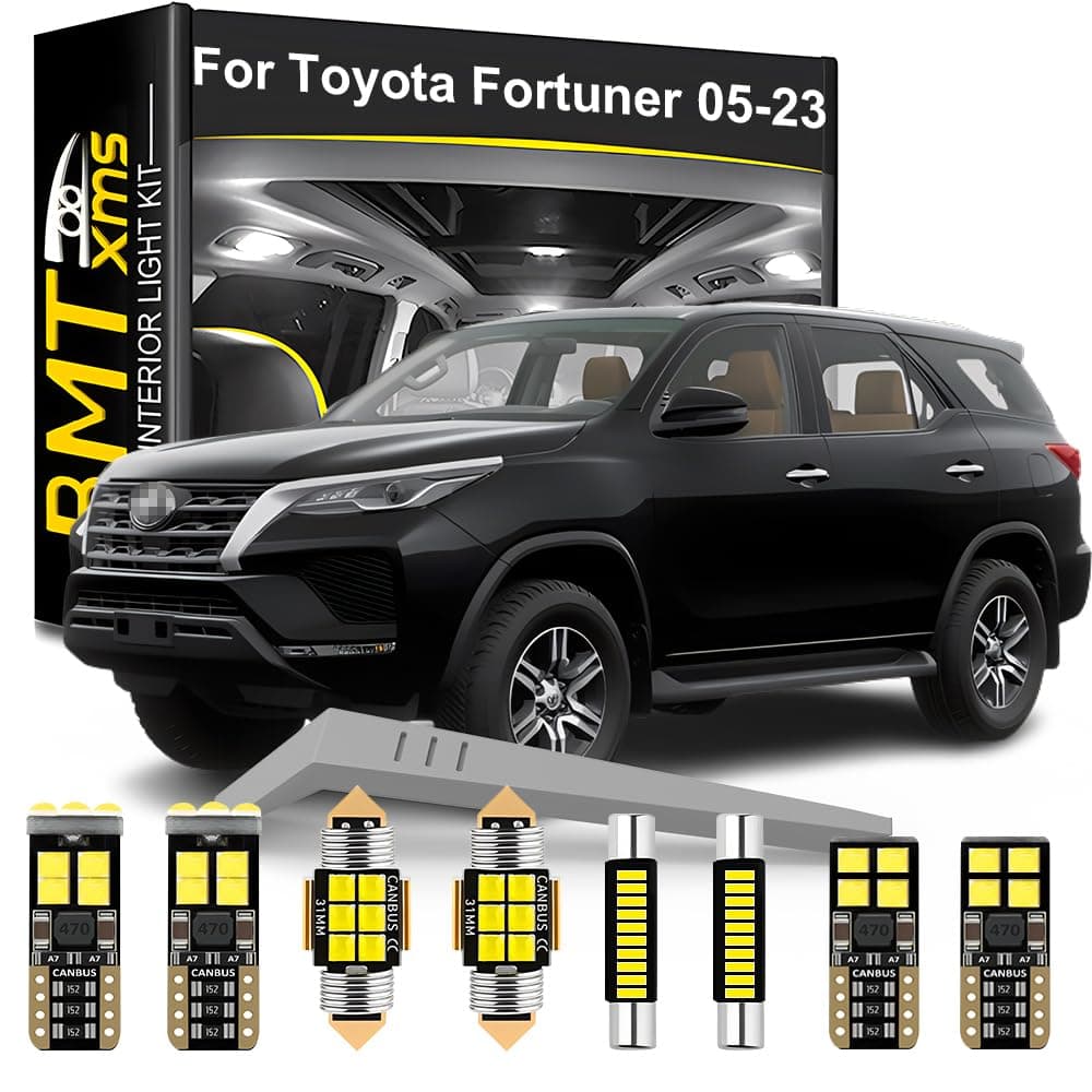BMT xms 8 Pieces LED Interior Light Kit Replacement for Toyota Fortuner 2005-2023 6000K Cool White Bulbs