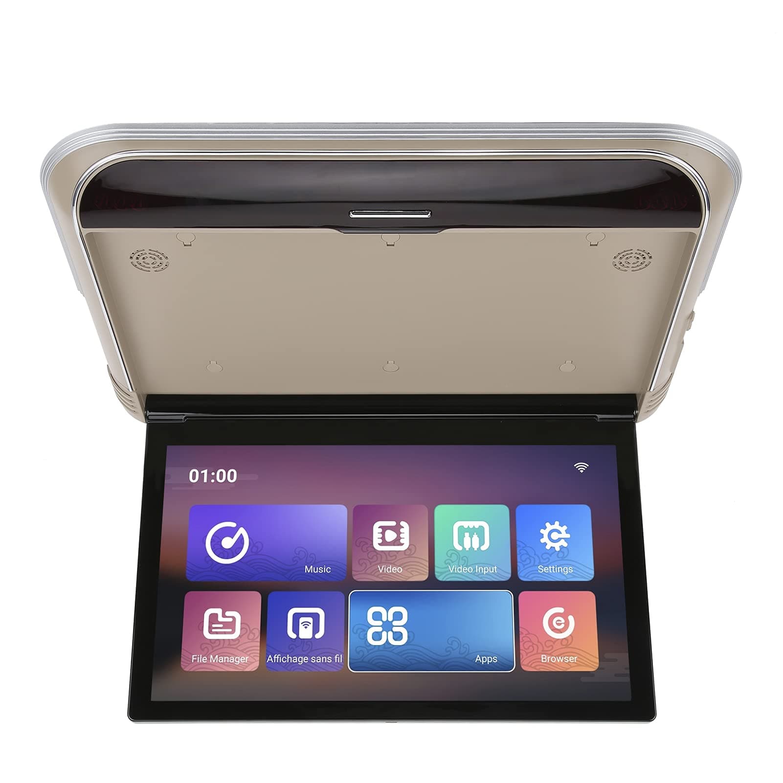 17.3in Flip Down Overhead Multimedia Ceiling Player, 1080P HD USB Digital Car Roof Player Vehicle Overhead Screen Roof Monitor with HDMI Port & 16 Colors Lights