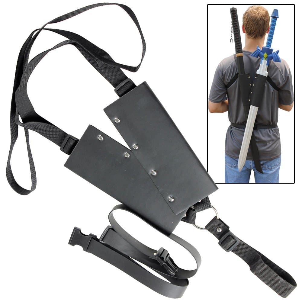 Armory Replicas Universal Lightning Warrior Double Sword Sheath Sword Bag Sword Carry Case Back Strap Waistband for Ninja Hero Cosplay Anime Costume