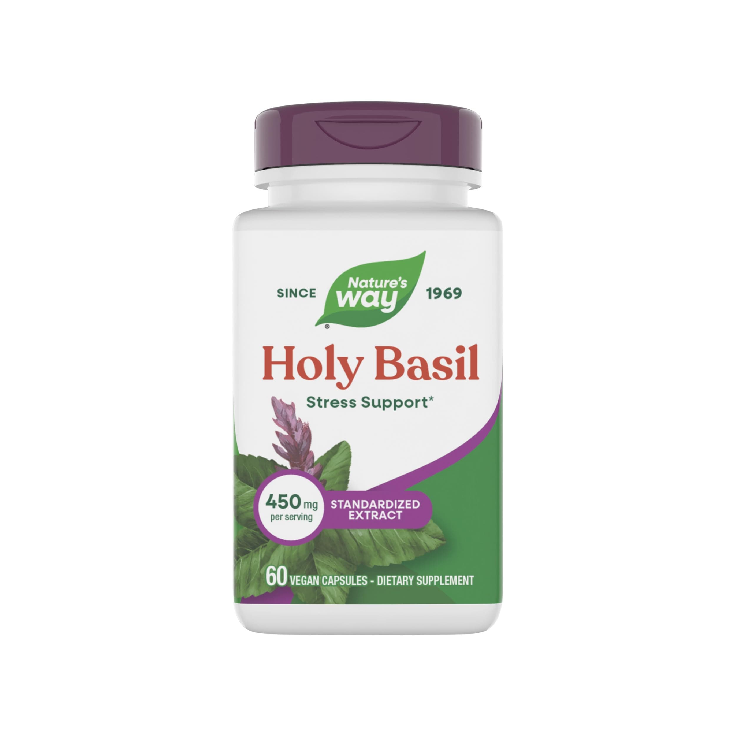 Nature's Way Premium Extract Holy Basil, 450 mg per serving, 60 Vcaps (Packaging May Vary)