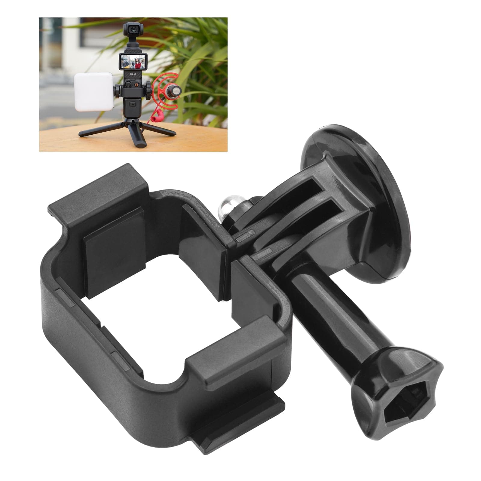 BRDRC Pocket 3 Extension Adapter, Dual Cold Shoe Mount Camera Extender Frame for DJI Osmo Pocket 3 Creator Combo Handle Accessories for Microphone, Led Video Light, Tripod, Bicycle, Backpack Clip
