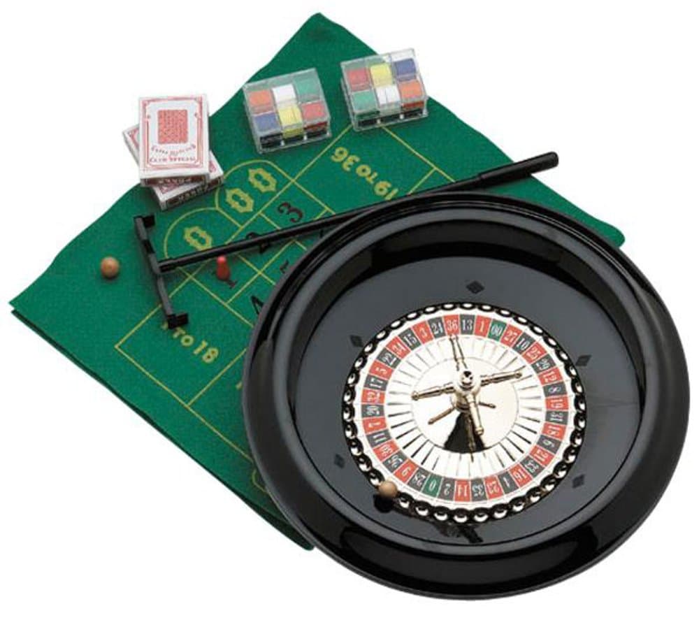 Plastic Roulette Set with Play Mat, Cards/Chips and Rake