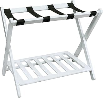 Casual Home Luggage Rack, Pine, White, 28" Wide with Shelf