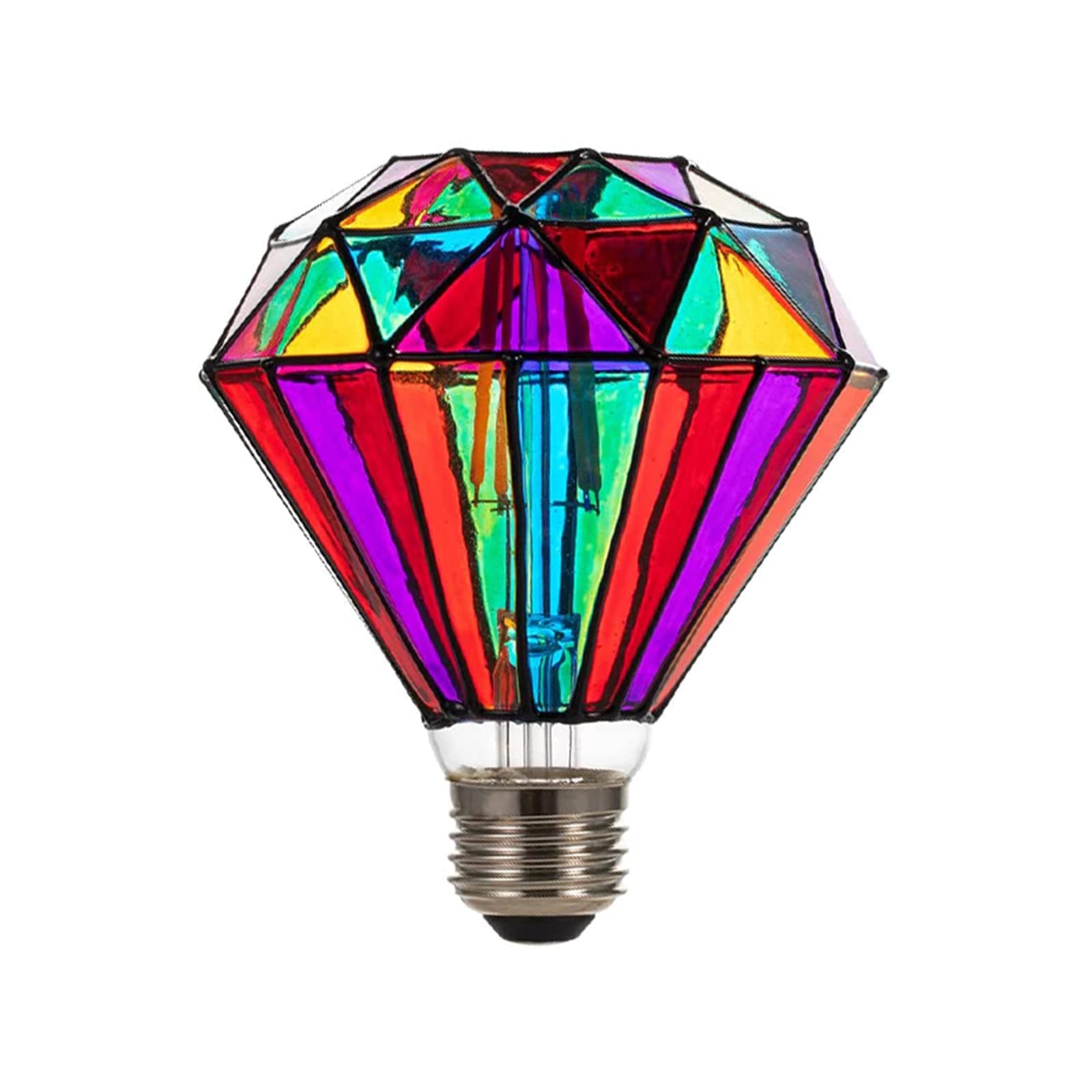 I-SHUNFA Stained Glass Edison LED Light Bulb, E26 Standard Base 6 Watts Heatless G95 Globe Shape LED Light Bulbs for Home Party, Recreation Room,Balcony,Garden,Christmas Decoration(Non-dimmable )