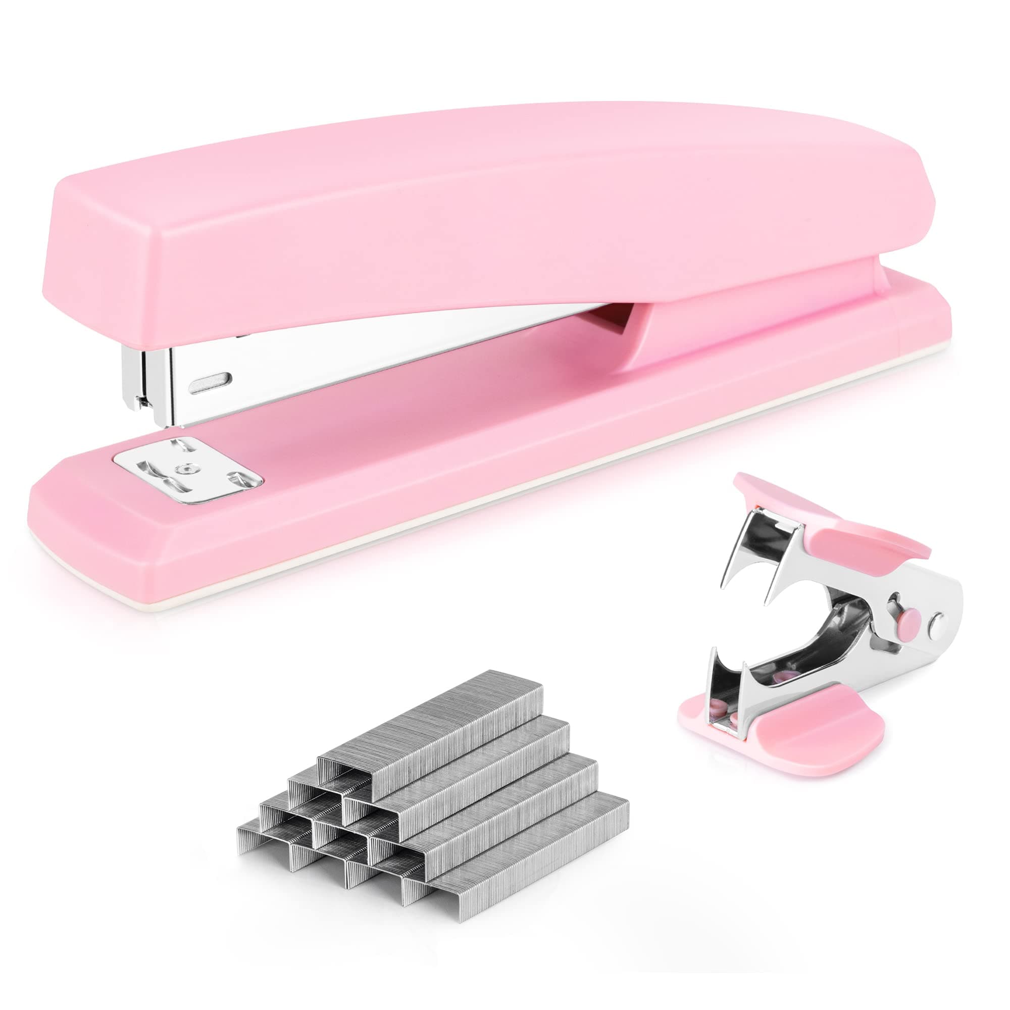 Deli Stapler, Desktop Staplers, Office Stapler, 25 Sheet Capacity, Includes 1000 Staples and Staple Remover, Pink