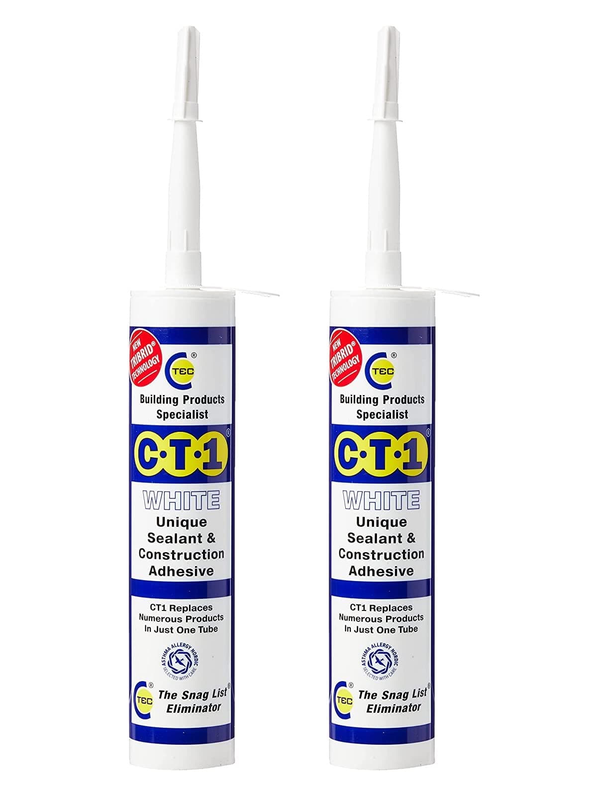 XGAGHB 2 x CT1 Unique Sealant Construction Builders Standard Multi All Purpose Silicone Mastic Extra Strong Adhesive Glue 290ML in White by CT1