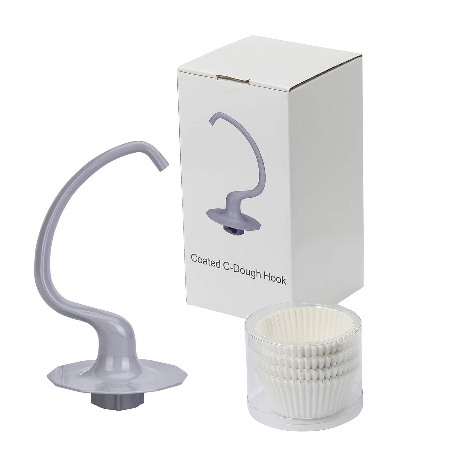 Dough Hook for KitchenAid Mixer- K5ADH Coated C Dough Hook Attachments for 5 Quart Bowl-Lift Stand Mixers K4SS K5SS KSM5 KSM50 (Grey)