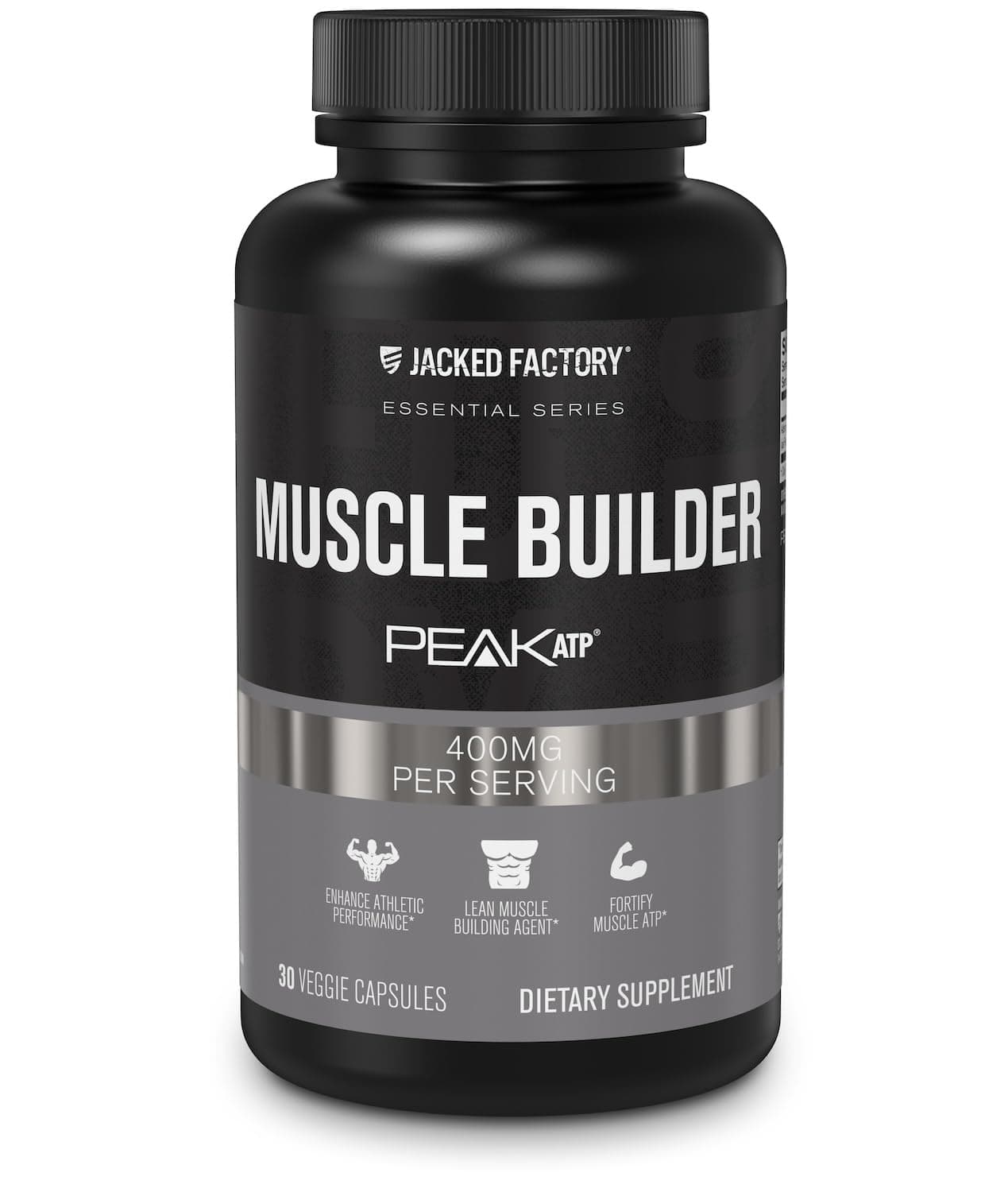 Jacked Factory Essentials Muscle Builder - ATP Muscle Builder for Men with Peak ATP to Support Muscle Gain, Enhance Athletic Performance, & Increase Strength - 30 Capsules
