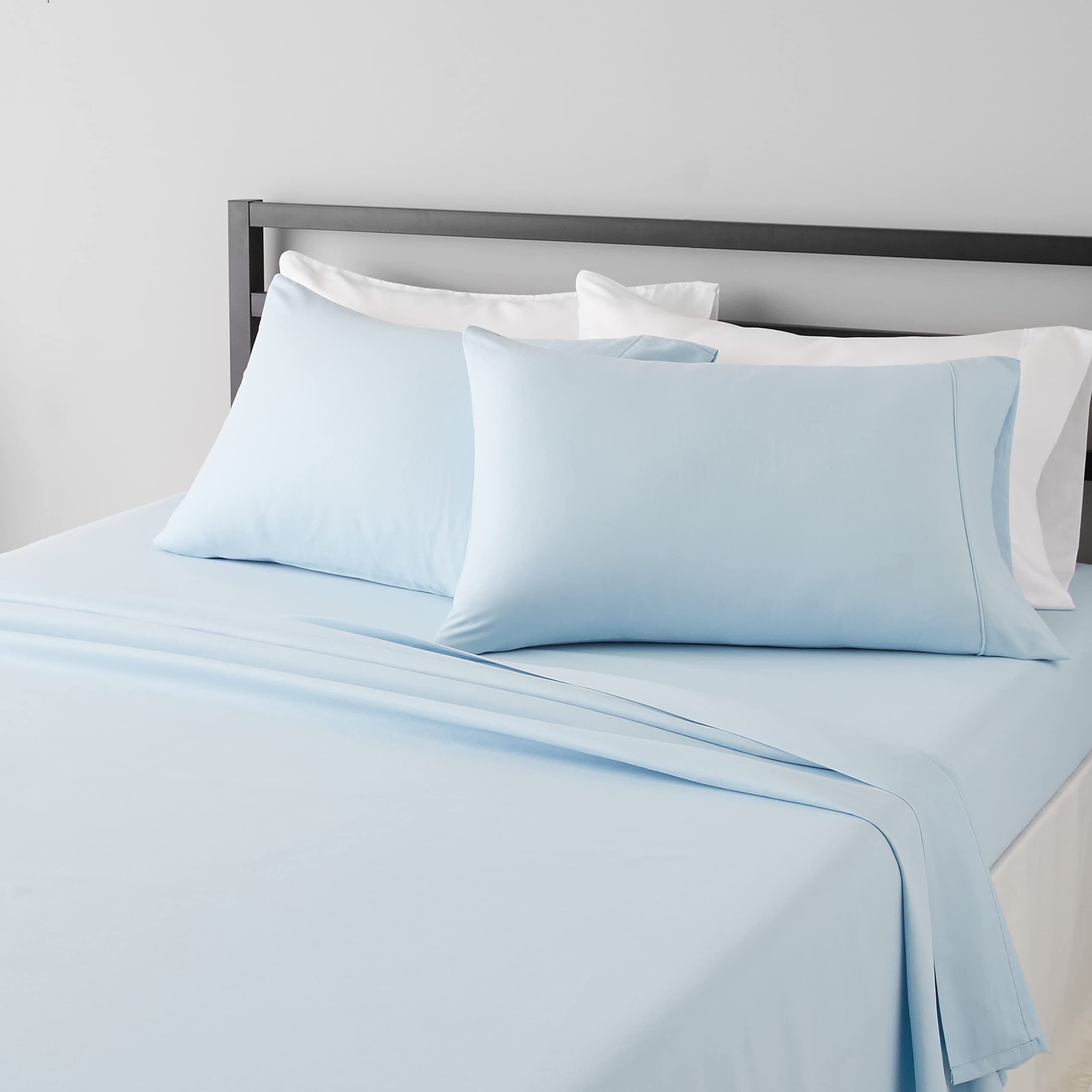 Lightweight Super Soft Easy Care Microfiber Bed Sheet Set with 14” Deep Pockets - Full, Light Blue