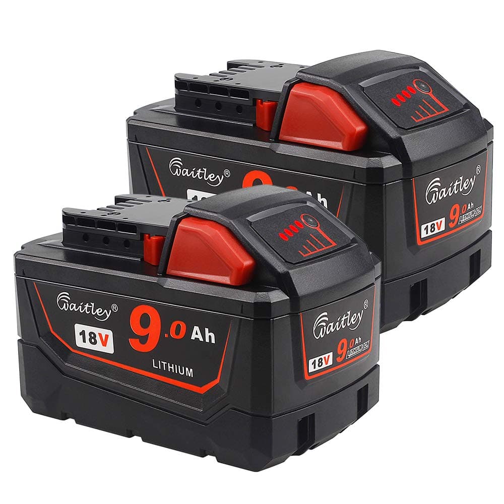 2PACK- QUPERR 18V 9.0Ah Lithium-ion Replacement Battery Compatible with Milwaukee M18 HD18CS0, M18BMT, HD18AG0, M18FID2, M18ONEFHIWF12-0, M18CHX-0, M18CSX-0, M18BJS-0. …