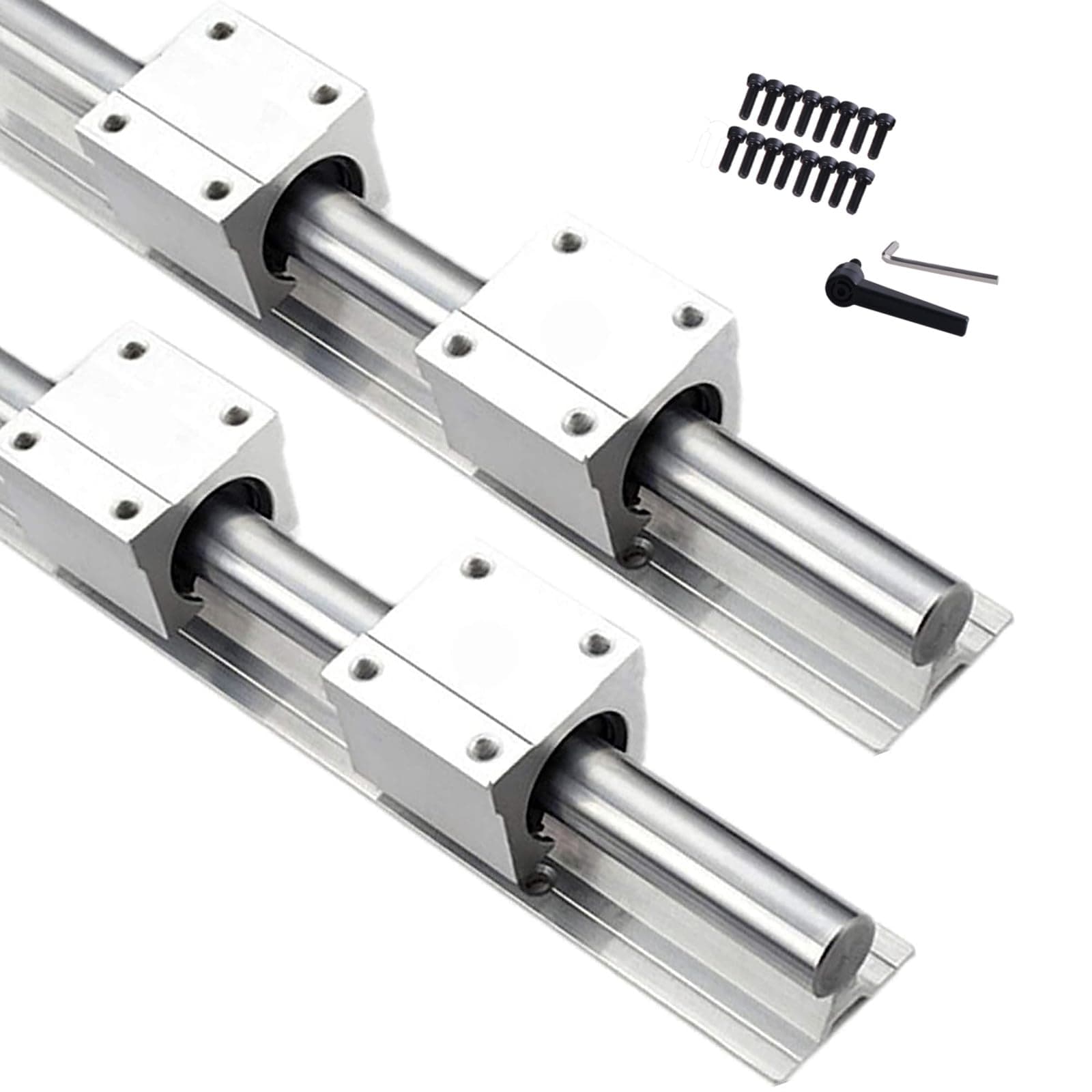 2Pcs SBR16-2000mm Linear Rail Guide + 4Pcs SBR16UU Square Type Slide Bearing Block, 16mm Linear Rail Overall Length 78.7 inch/2000mm for Fully Supported Linear Rail