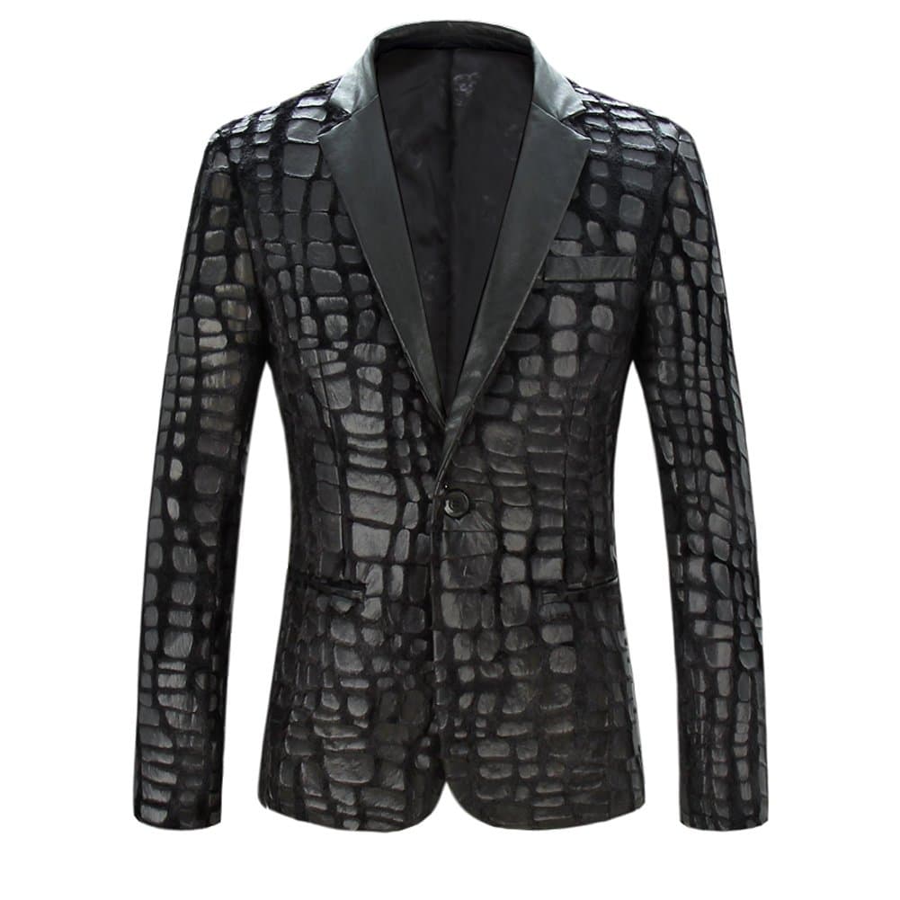 OUYE Men's 1 Button Single Breasted Casual Blazer