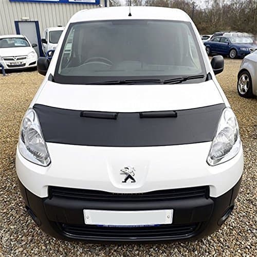 UK Custom Covers BB196 Tailored Half Bonnet Bra Stone Chip Protector Black Carbon Fibre Look - To Fit Peugeot Partner 2008 Onwards