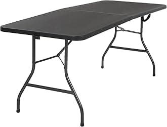 Cosco Moulded Folding Banquet Table with Handle, Plastic, Black, 6ft