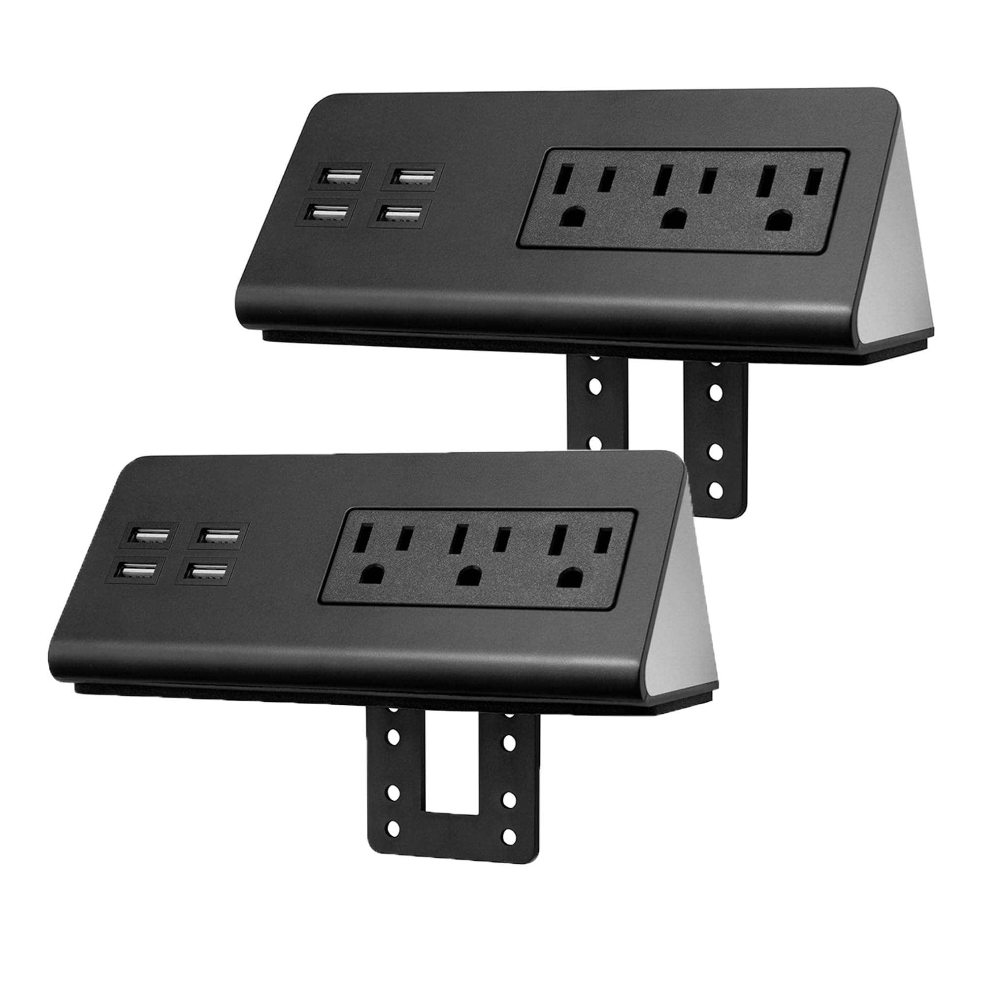 Emerising 2-Pack Desk Edge Mount Power Strips with 4 USB Ports & 3 AC Power Outlets for Home and Office Desktop Charging Bucket