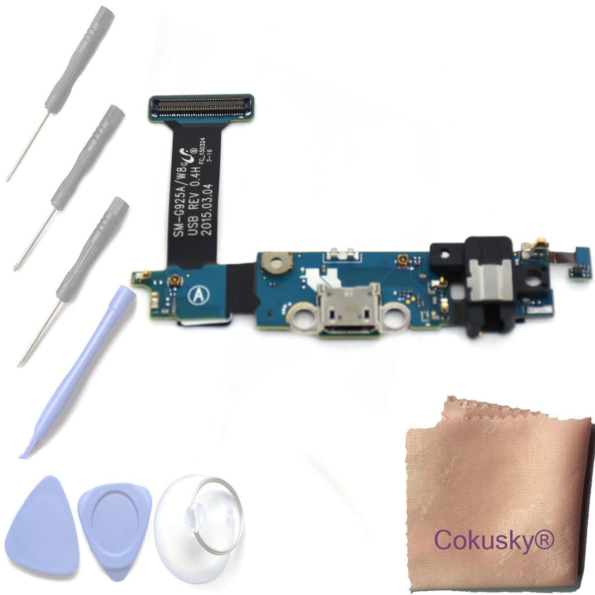 Cokusky USB Charger Charging Port Flex Cable Dock Connector USB with Mic Microphone Repair for Samsung Galaxy S6 Edge G925 (G925A AT&T)