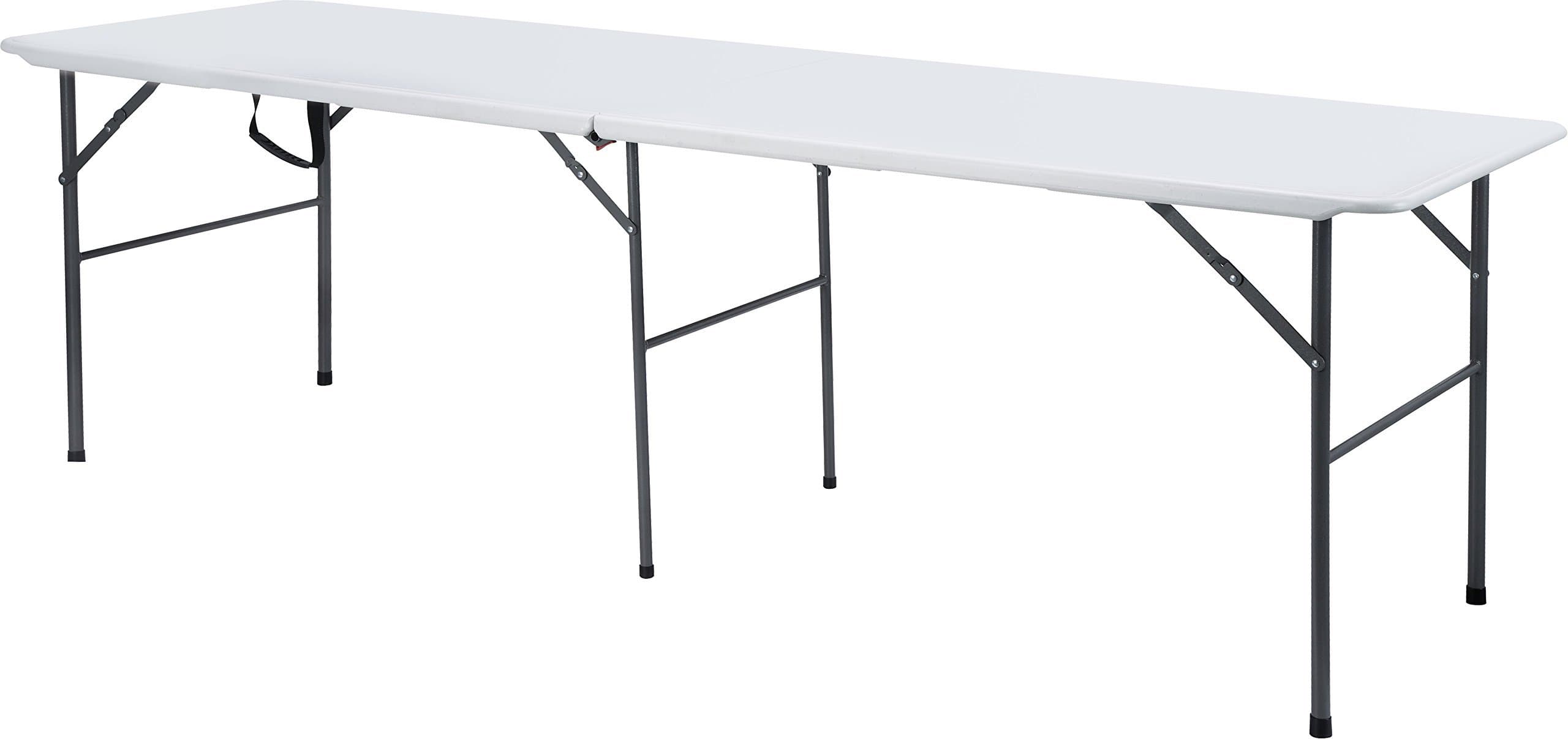 EazyGoods 8 Foot Folding Plastic Trestle Table, White, 240 x 75 x 74 cm