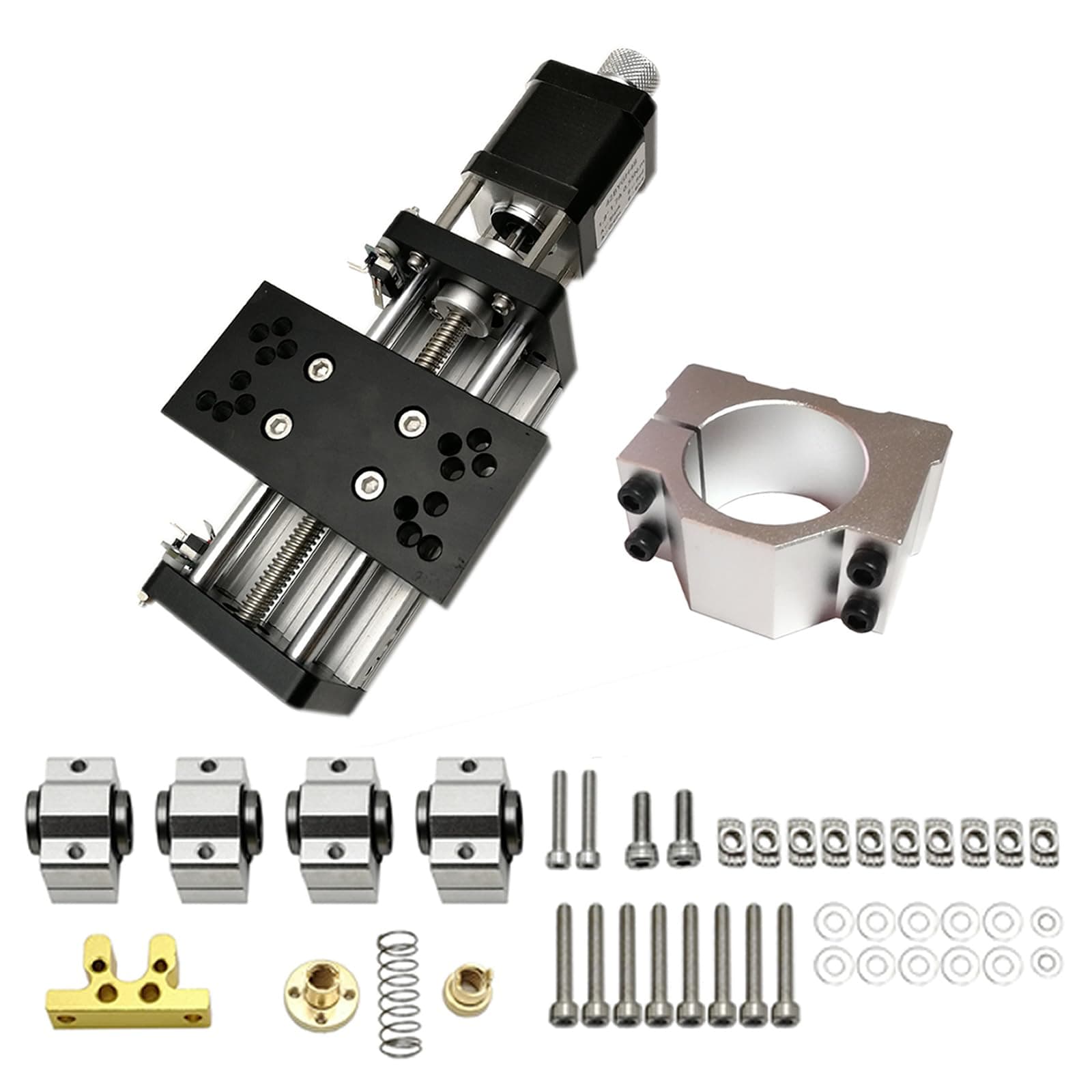 CNC 3018 Update Kit, Including Sliding Table with Motor, 52mm Spindle Fixture, X Axis Scs10uu Slider, T8 lead 4mm screw nut and fixing seat, With 2 limit switches