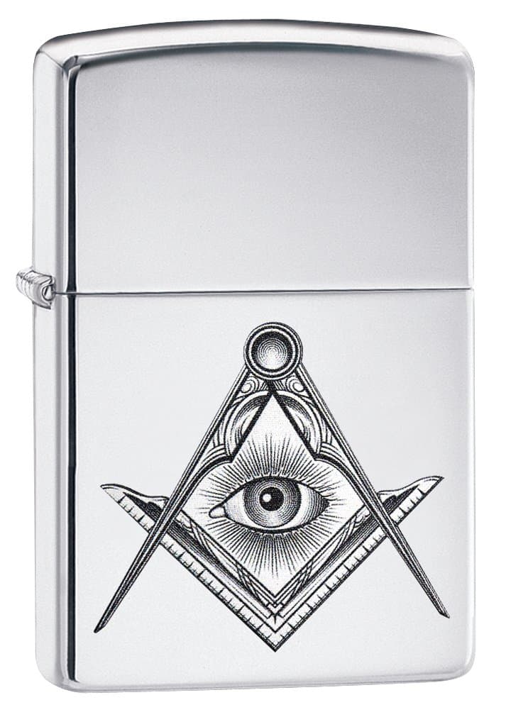 Lighter: Masonic Compass and Square - High Polish Chrome 79242