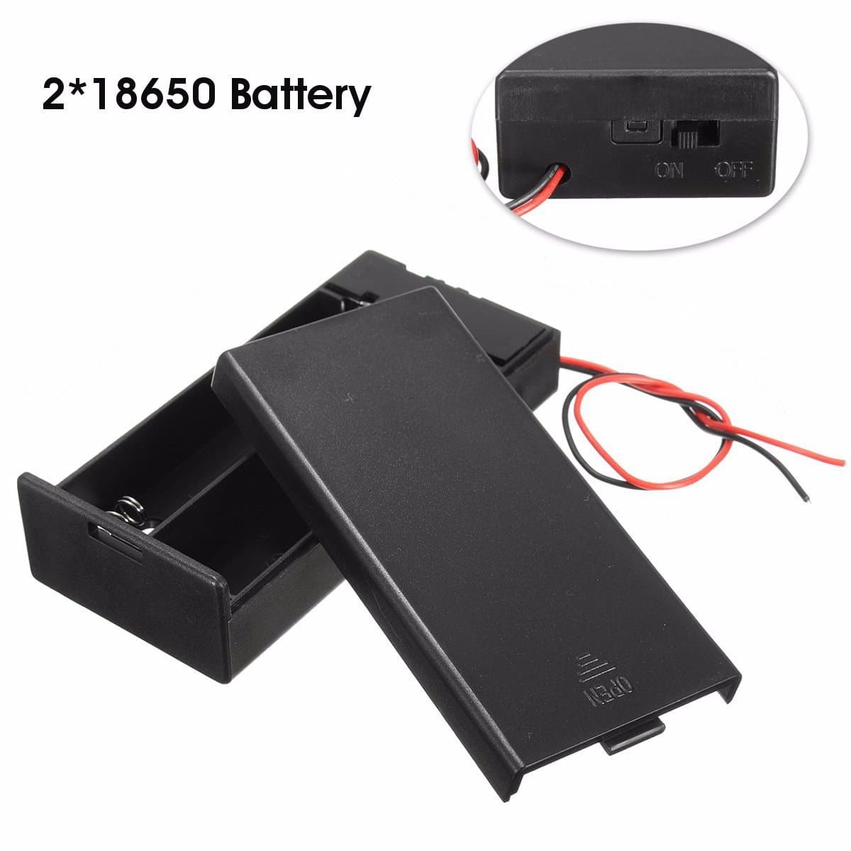 EGlobalMarket Plastic Battery Holder Storage Box Case Container w/ ON/OFF Switch For 2x18650 Batteries 3. 7V