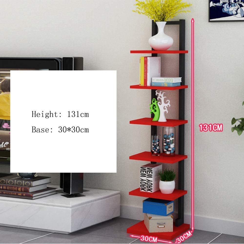 Genven Practical bookcase Shelving Book Shelf Bookcase Wall Shelf Unit Large Storage Floating Open shelf Tower Shelf 9 colors (Color : RED) (Color : Red)