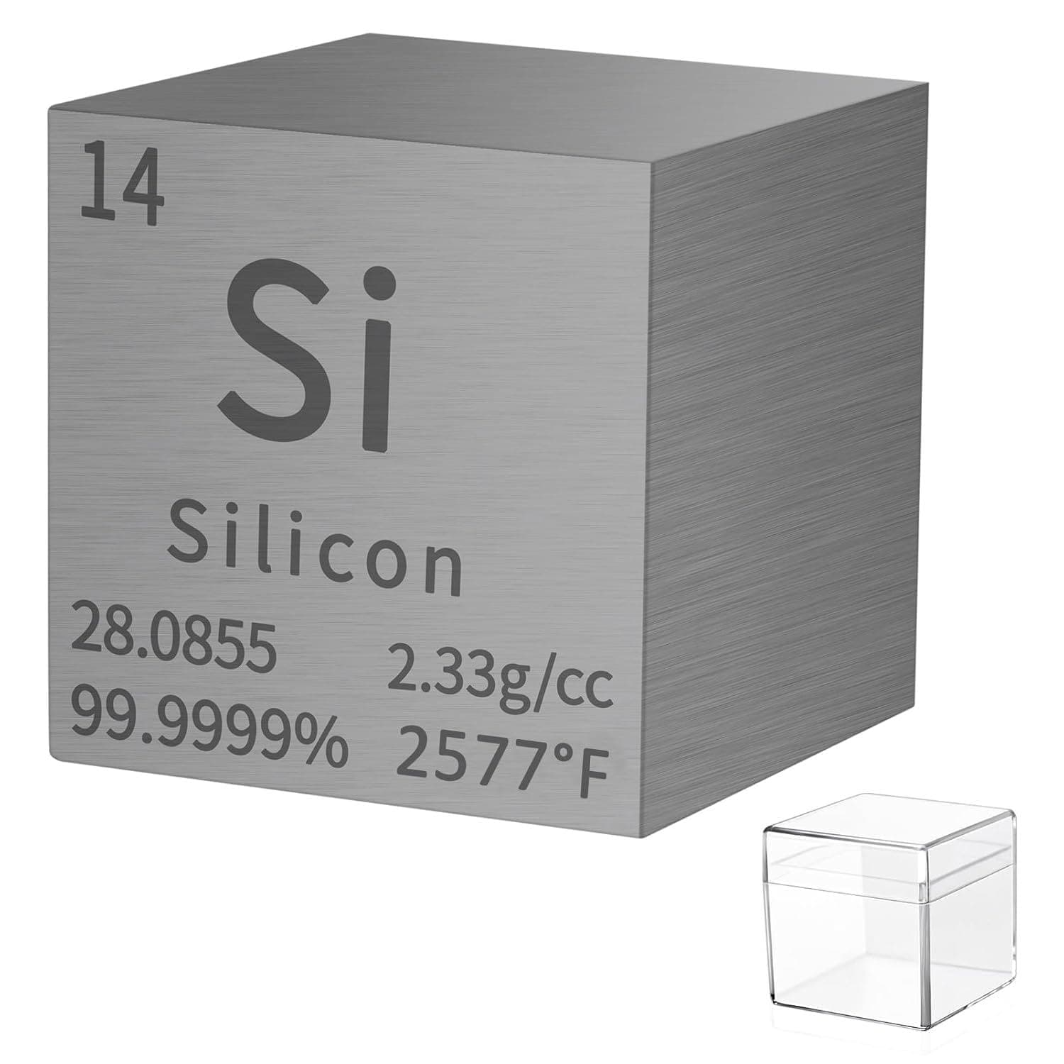 Silicon Cube Metal Density Cubes Pure Metal High Density Element Cube for Element Collections Lab Experiment Material Hobbies DIY Teacher Science Creative Gift (Si 1inch)
