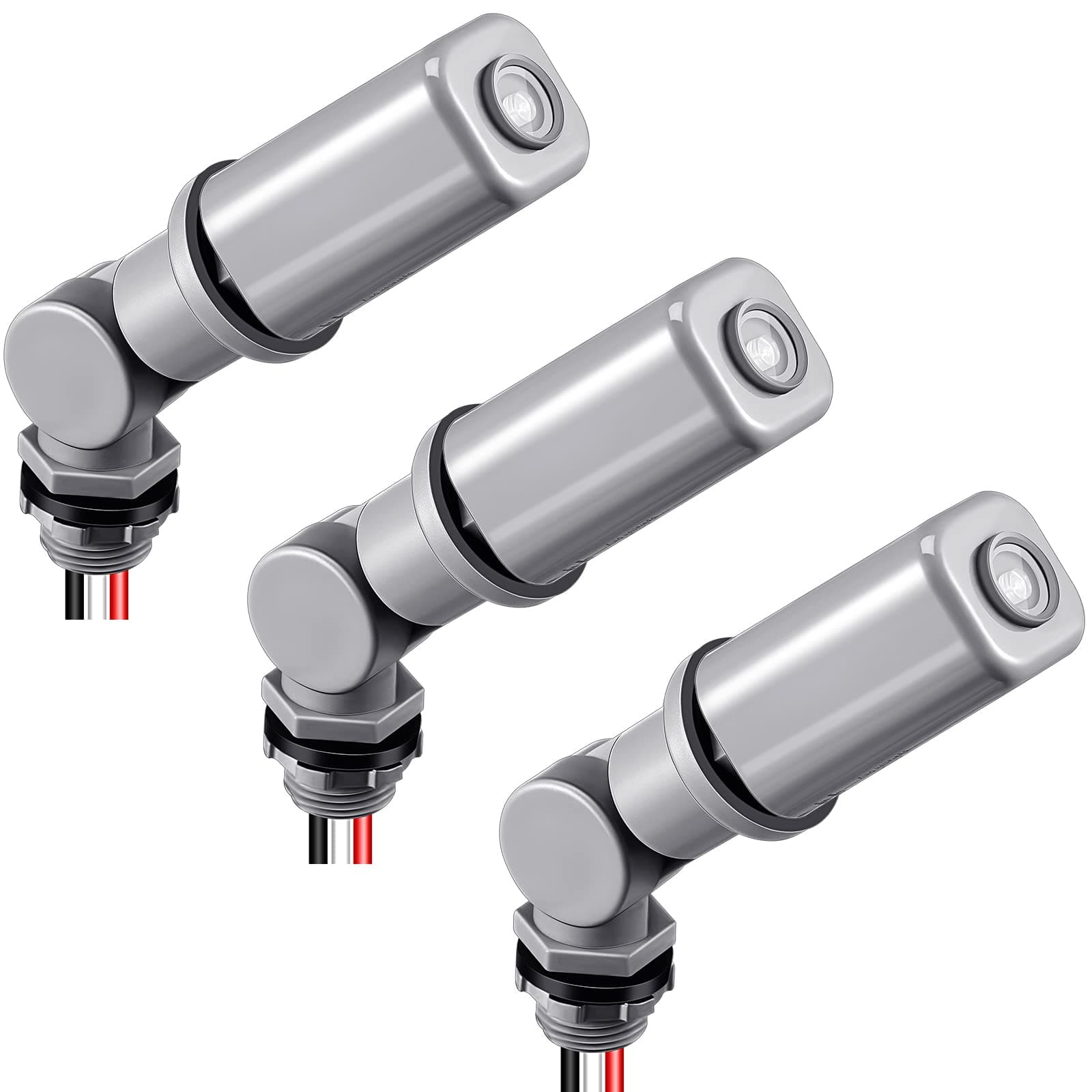 3 Packs Dusk to Dawn Sensor Photocell Sensor Switch, 120-277V Dusk to Dawn Sensor with Stem, Swivel and Top Lens, Outdoor Conduit Lighting Control for Post Light, Wall Lamp and Porch LightsL8