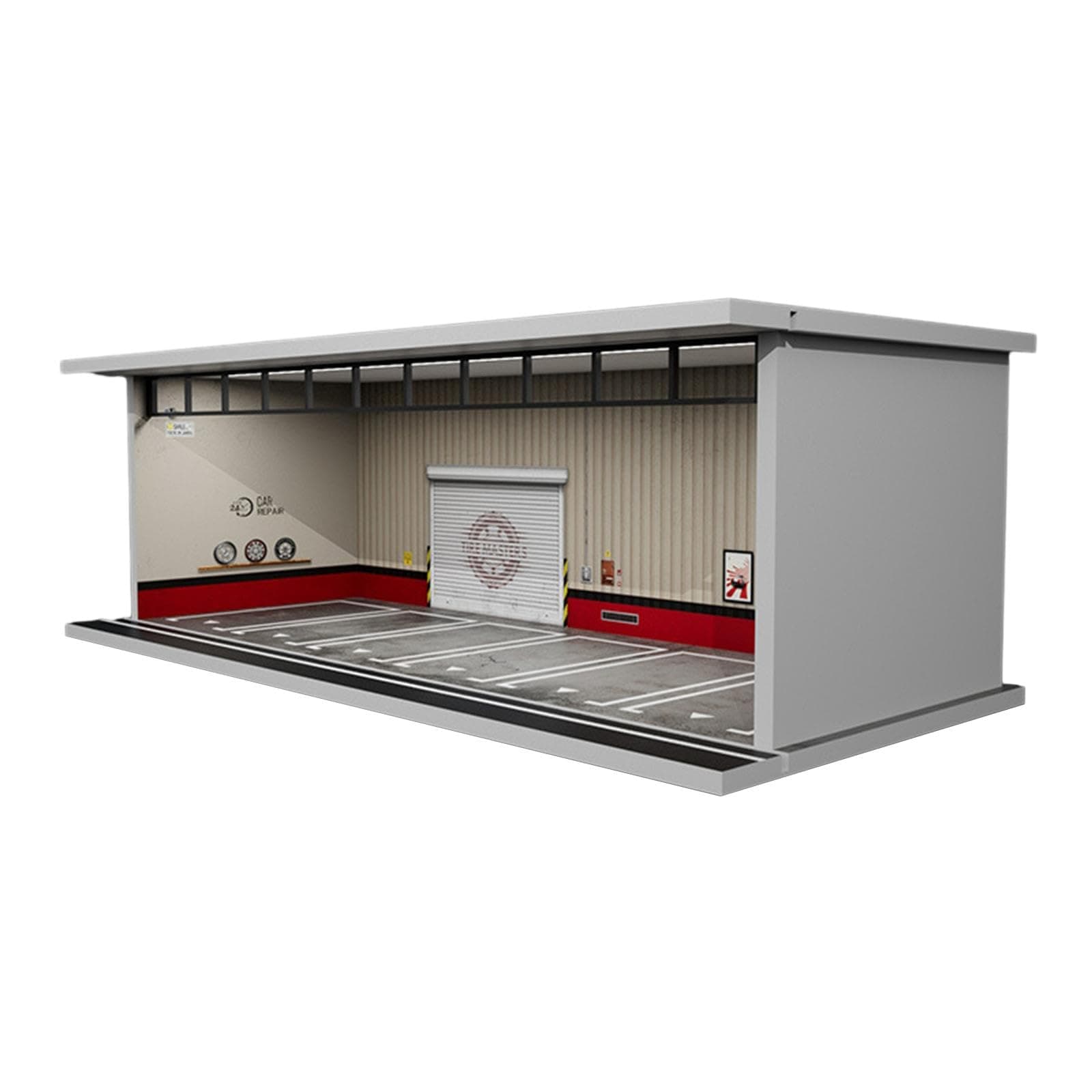 MagiDeal Diecast Model Car Display Case, Simulation 1/64 Scale Parking Lot Display Case with Lights for Collectors Gifts, Style E