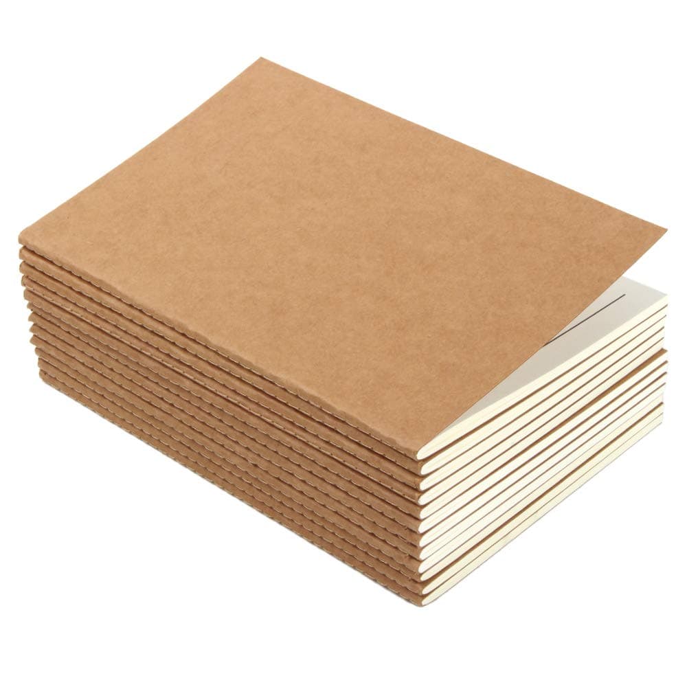 GiftOlogy 12 Pack Lined Notebook Kraft Brown Cover Journal Notebooks for Travelers, A5 Size, 80 Pages/ 40 Sheets (Brown Cover) (Lines) [Unknown Binding]