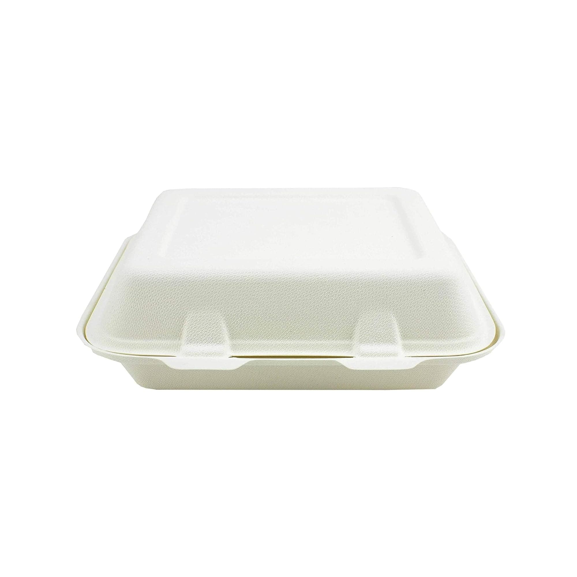 Biodegradable Sugarcane Clamshell Takeaway Box 9 x 6 Inch - Pack of 50 - Eco-friendly Packaging
