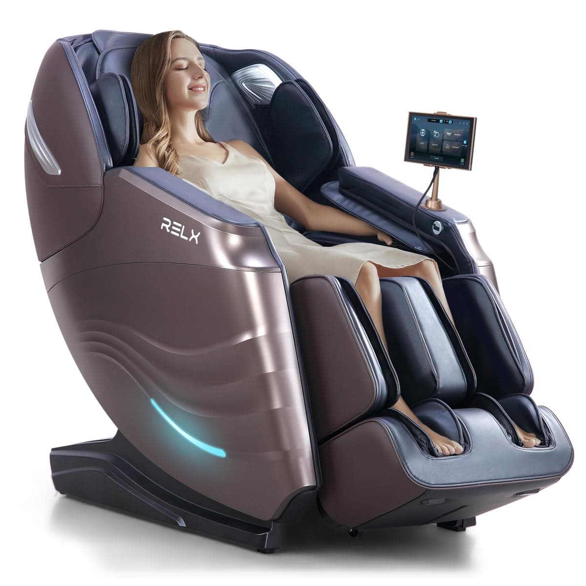 RELX Massage Chair Full Body, 20 Modes Zero Gravity SL-Track Shiatsu Massage Chair Built-in Heat System, Airbag Massage with Body Scan, Deep Yoga Stretch, Calfrest Extension and AI Control(Brown)
