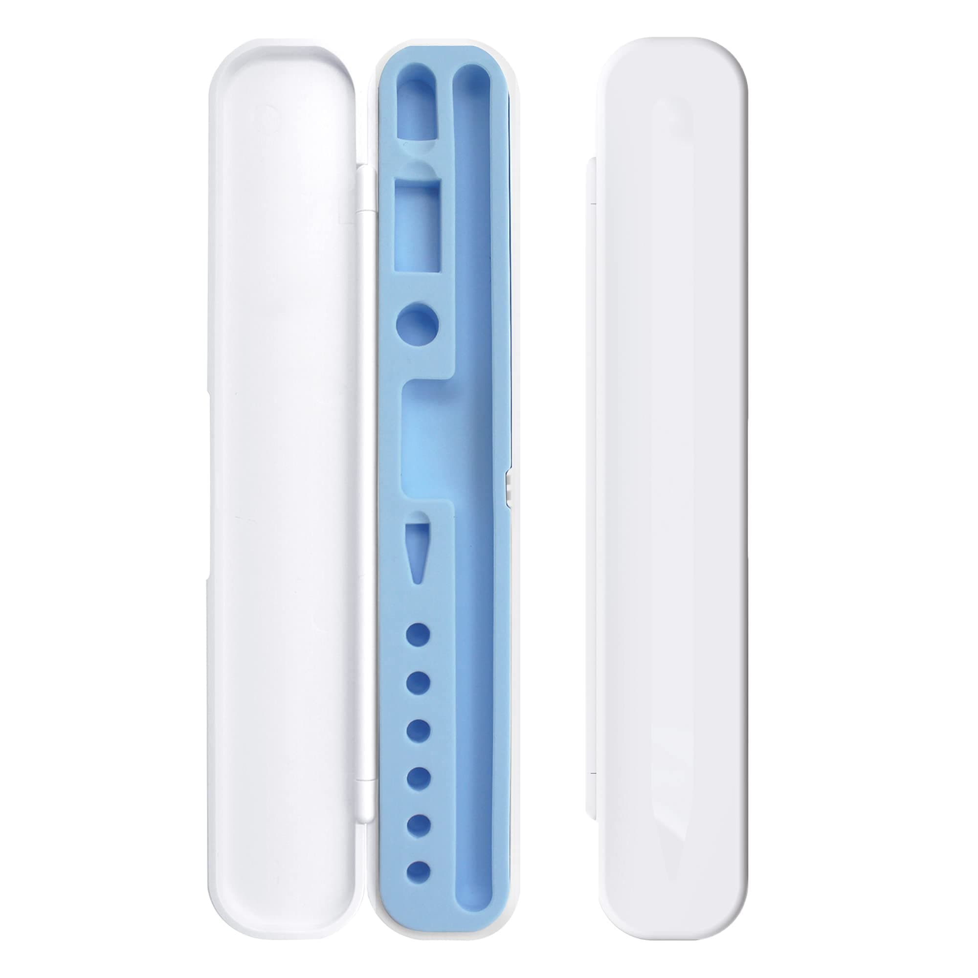 TechMatte Portable Electronic Device Cover, Compatible with Apple Pencil 1st and 2nd Generation and Accessories-White with Blue Inner Liner, Case