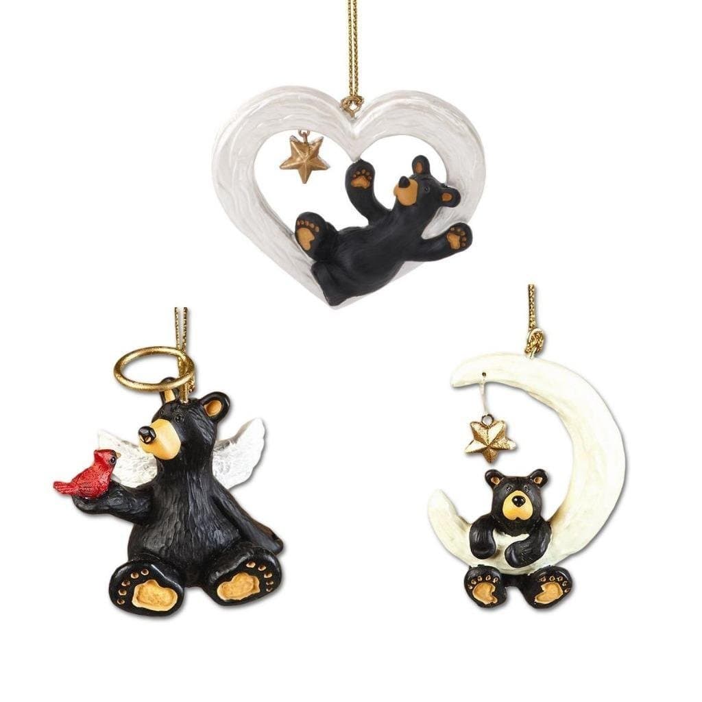 Bearfoots Black Bear 3 Celestial Christmas Ornaments Set