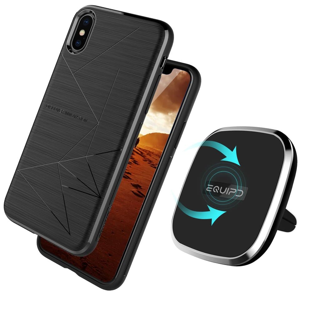 Qi Wireless Charger Apple iPhone X Magic Case Included-Vent Mounted 2-in-1 Magnetic Charging Pad for iPhone X 360 Degree Rotation Strong Magnetic Holder for Vehicle Wireless Charger