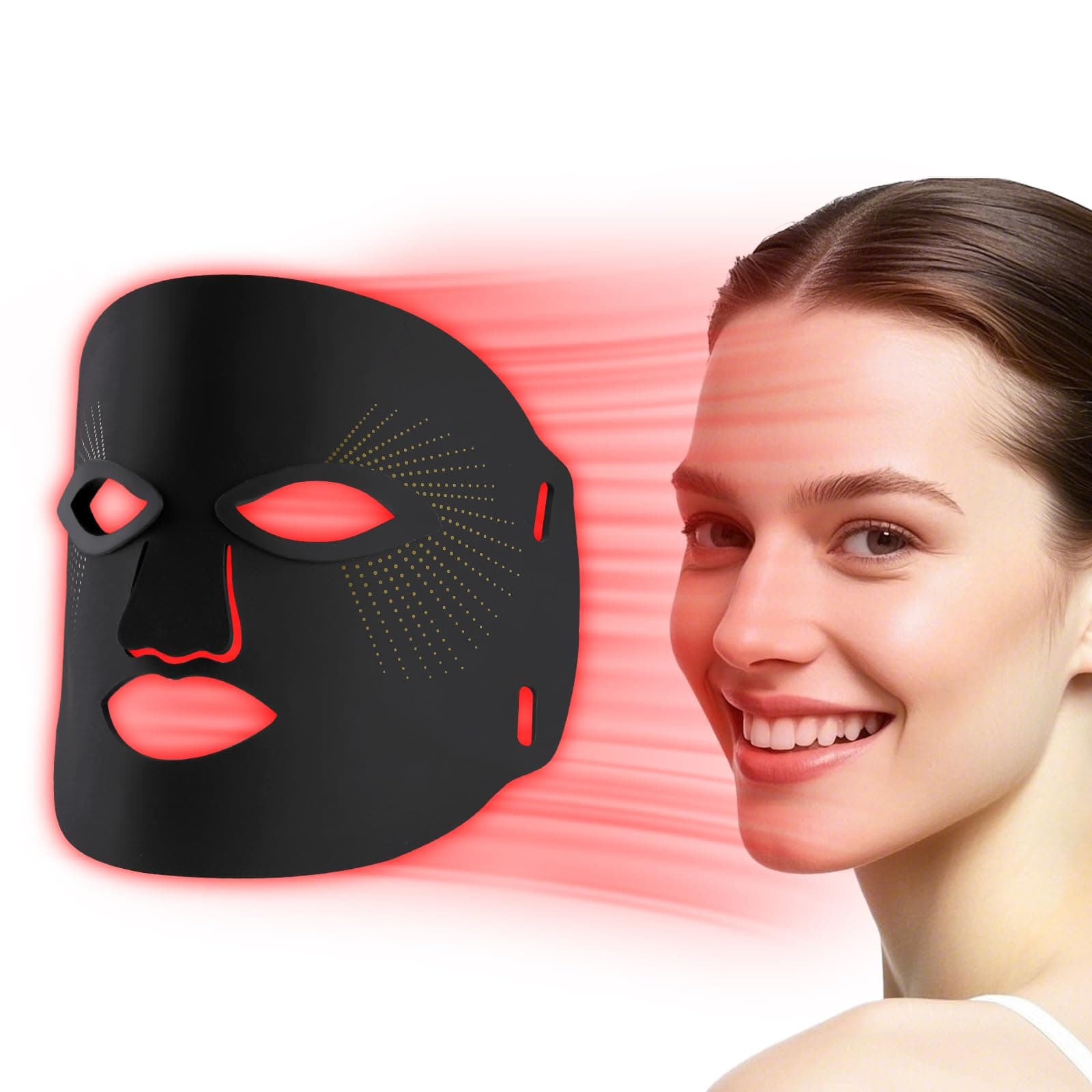 Light Therapy for Face, Light Therapy Mask, 3 Colors LED Facial Mask for Wrinkle Remove & Anti Aging, Skin Care Home Use,Black