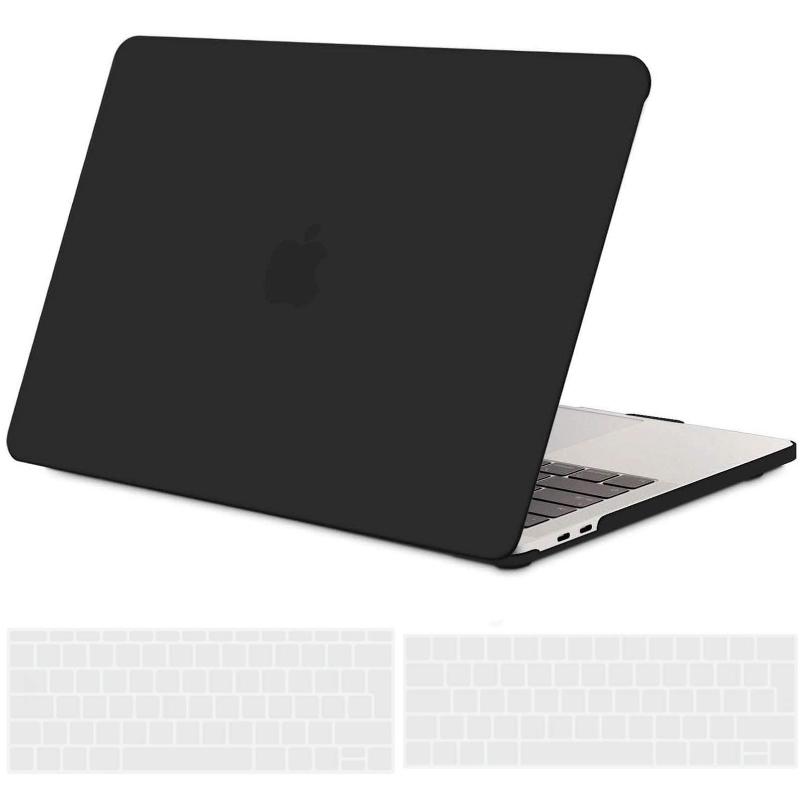 TECOOL Case compatible with MacBook Pro 13 inch 2016-2022 (M2 M1 A2338/A2289/A2251/A2159/A1989/A1706/A1708), Plastic Snap On Hard Shell Cover & UK EU Keyboard Protector, Black (Matte)
