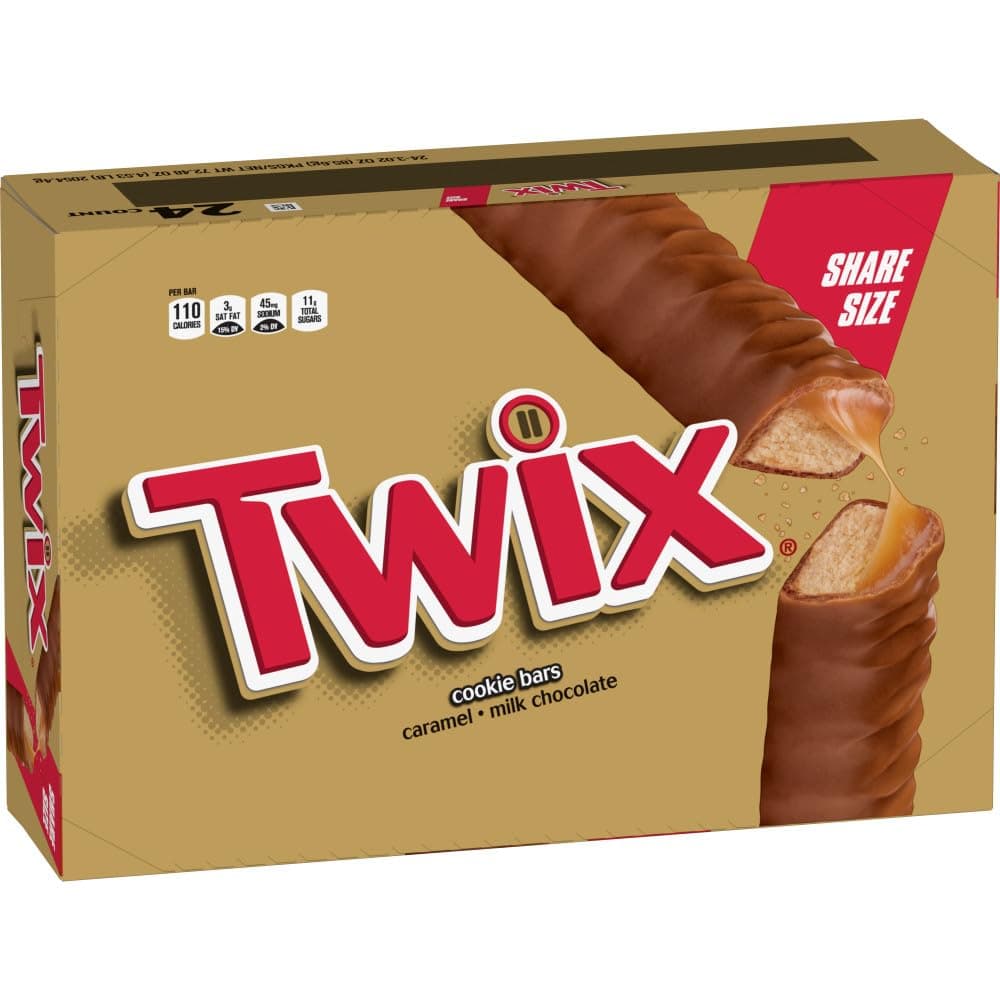 Twix Twix Caramelized Chocolate Bar, Bulk Pack, Sharing Size, 3.02 Oz Bar (Pack of 24)